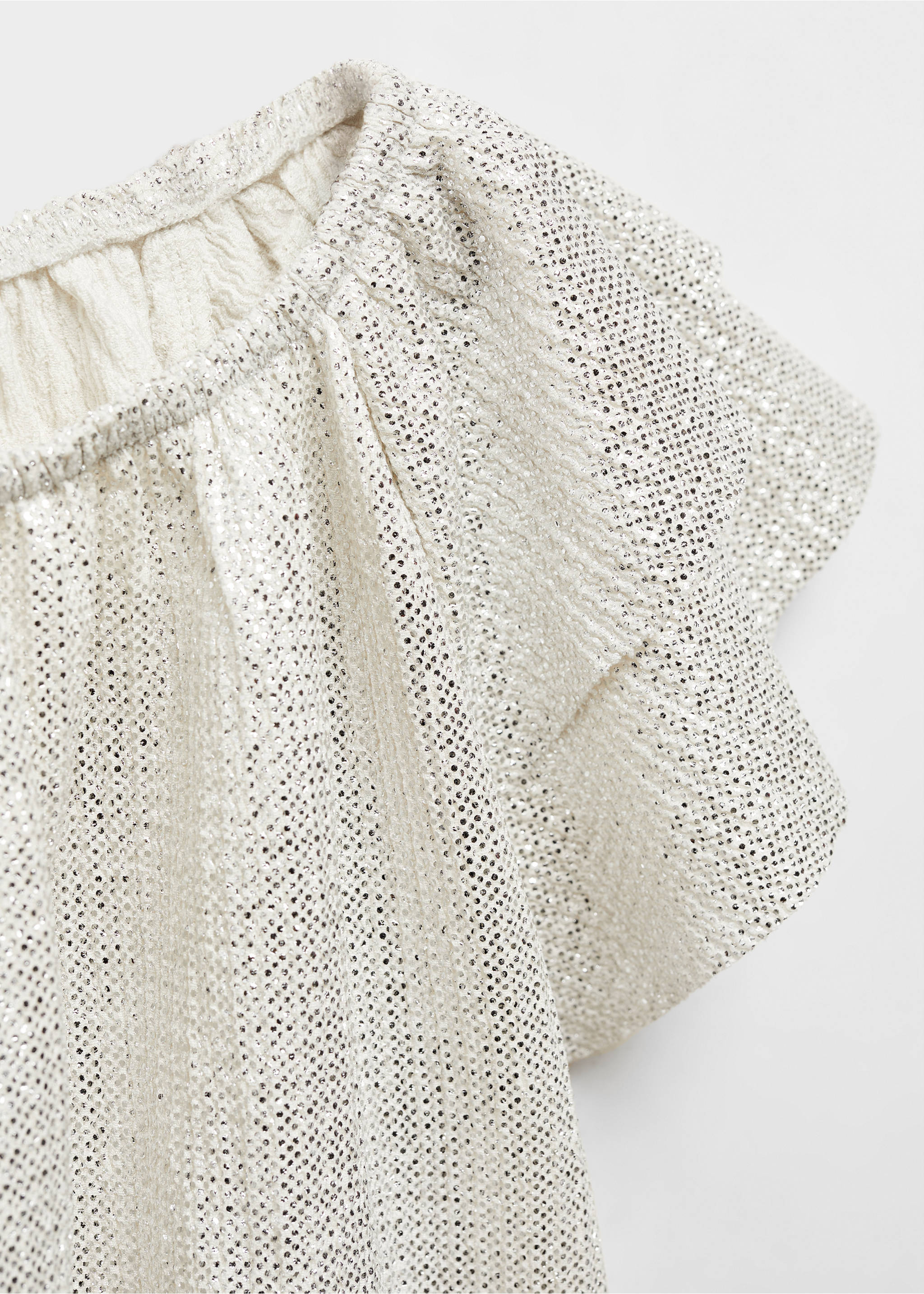 Shiny textured t-shirt - Details of the article 8, Silver. Ref: 67014774-00.