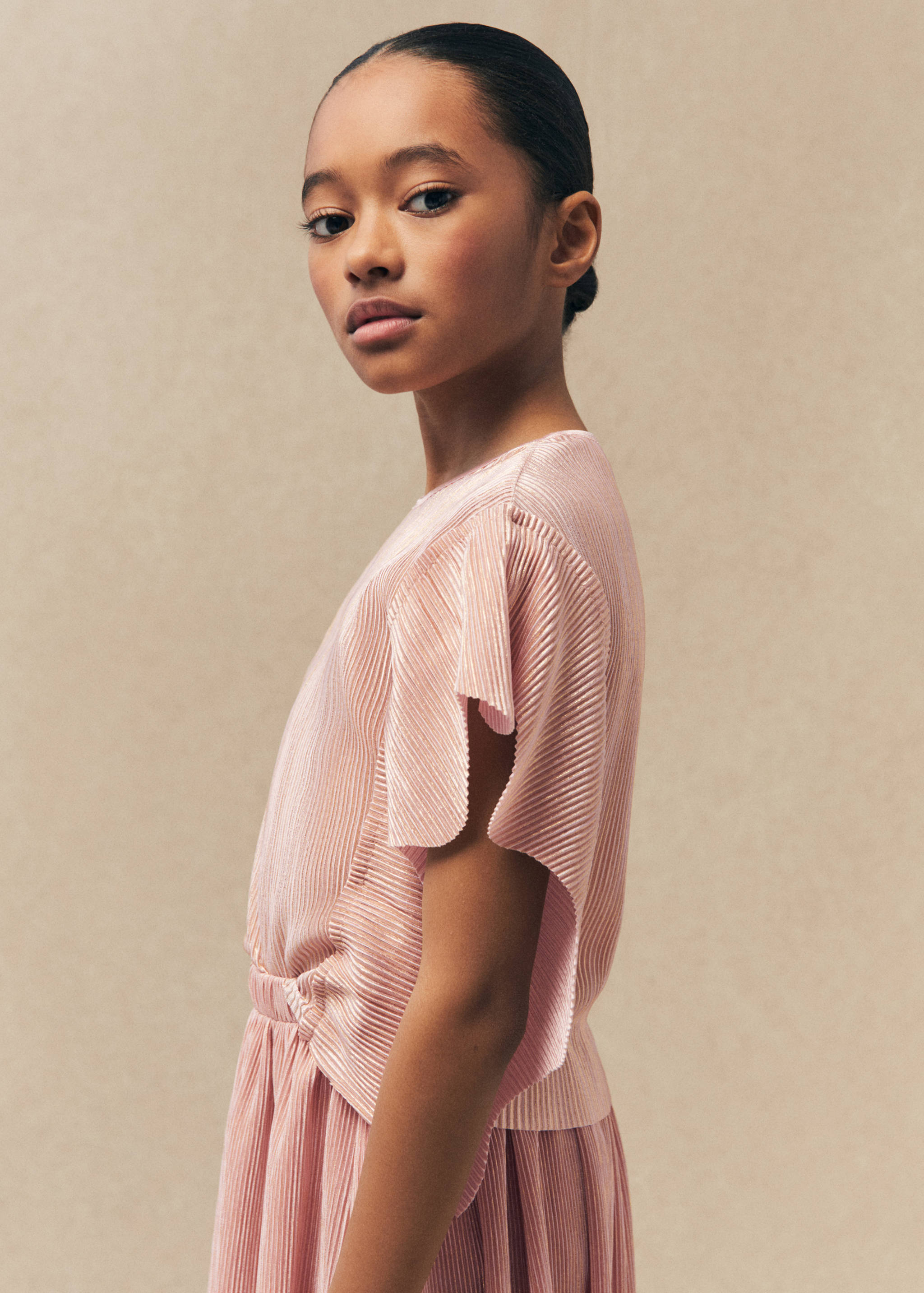 T-shirt lurex à volants - Plan moyen