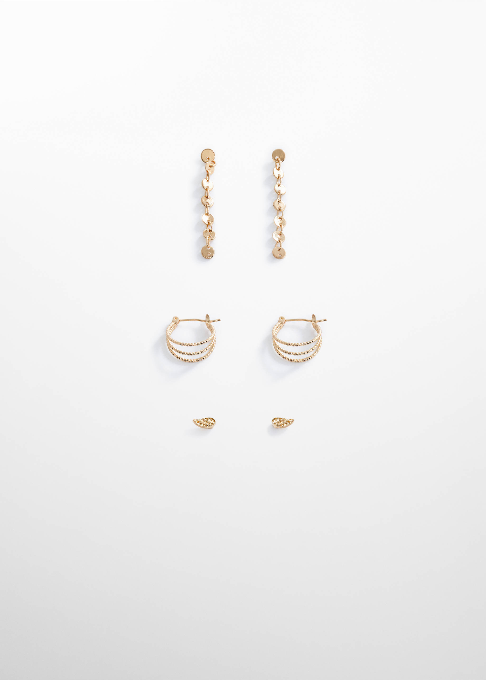 Pack of 3 earrings - Article without model, Gold. Ref: 67014782-00.