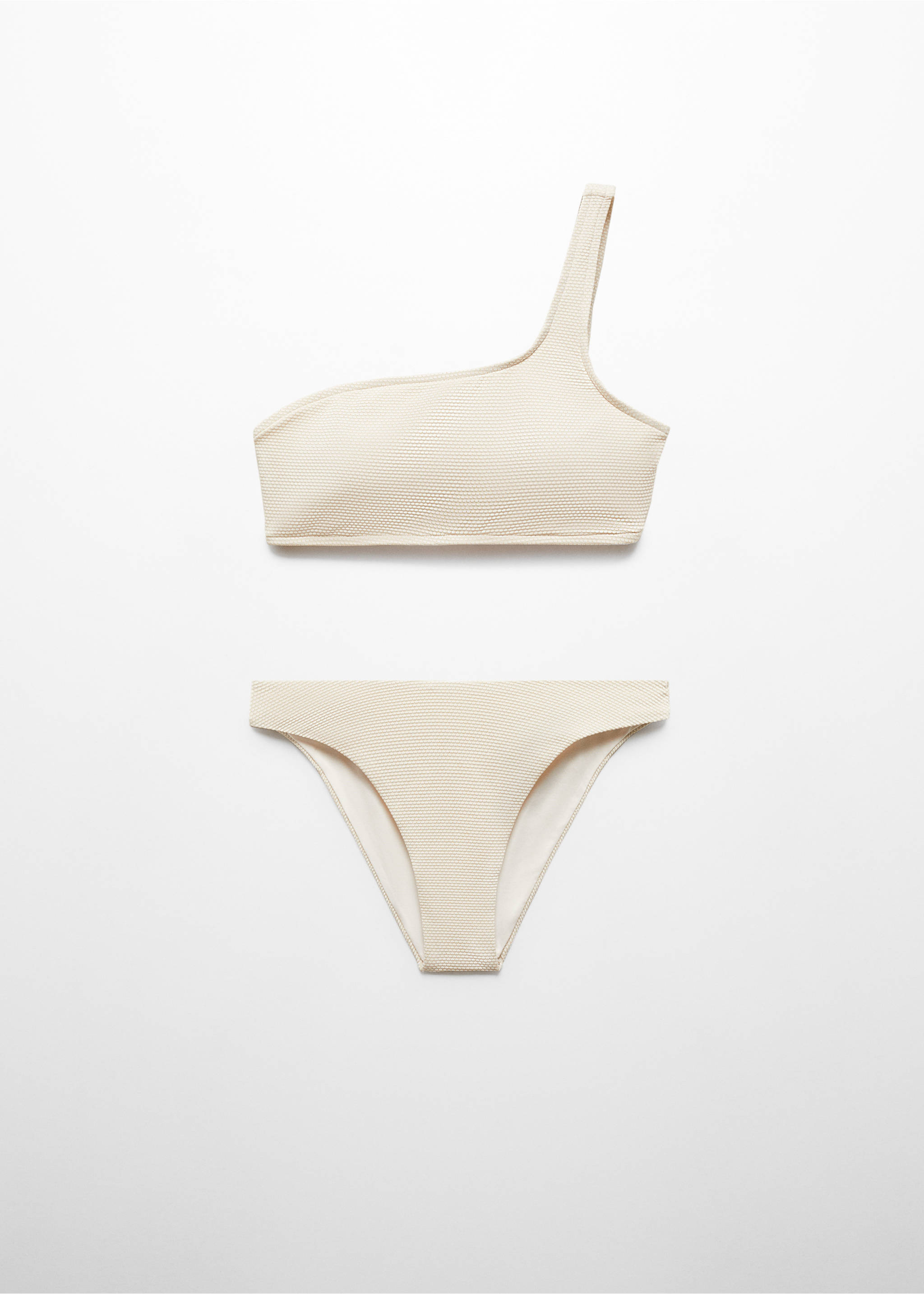 Asymmetrischer Bikini mit Textur - Artikel ohne Model, Ecru. Ref: 67015149-00.