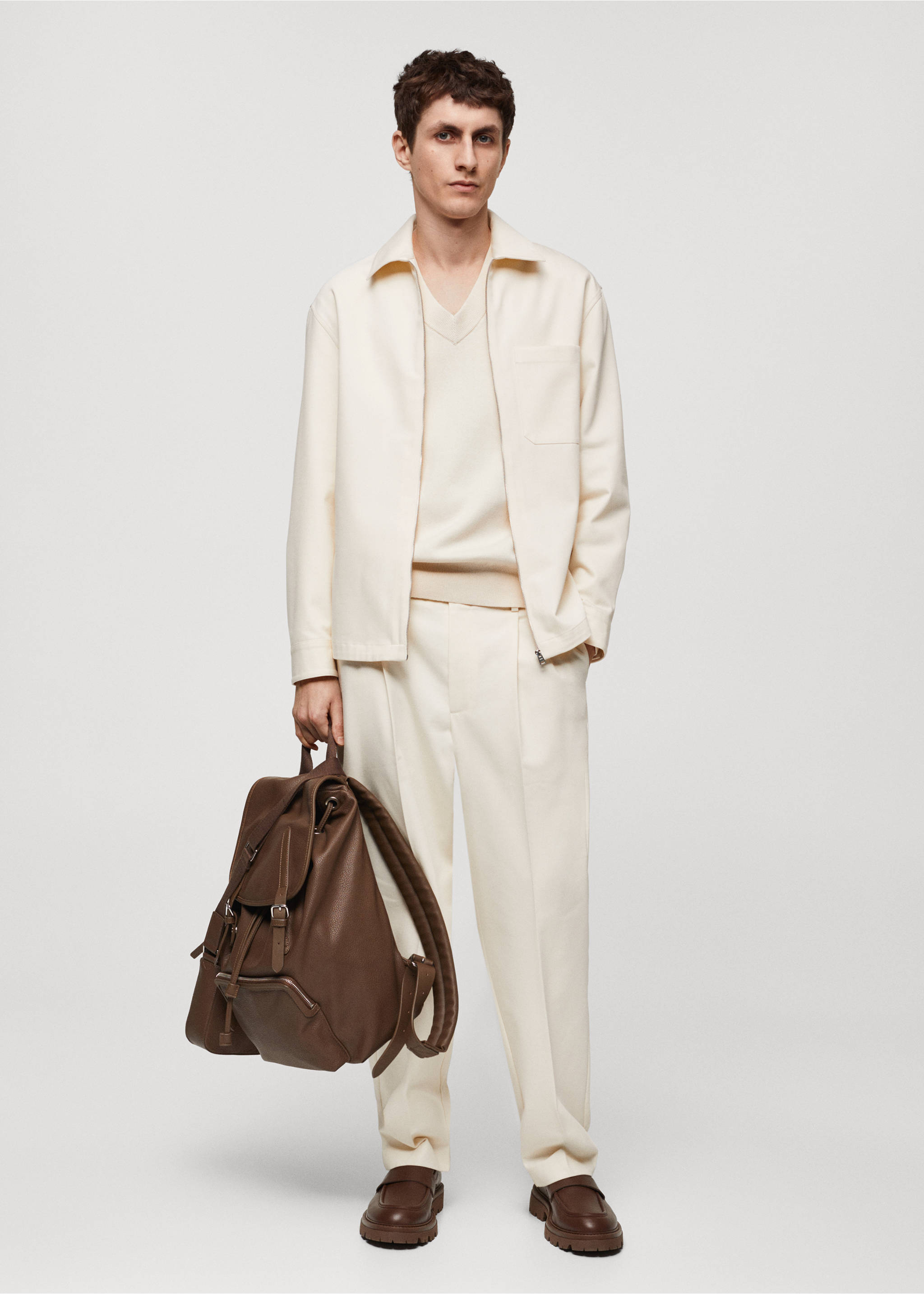 Cotton overshirt with pocket - General plane, White. Ref: 67015156-00.