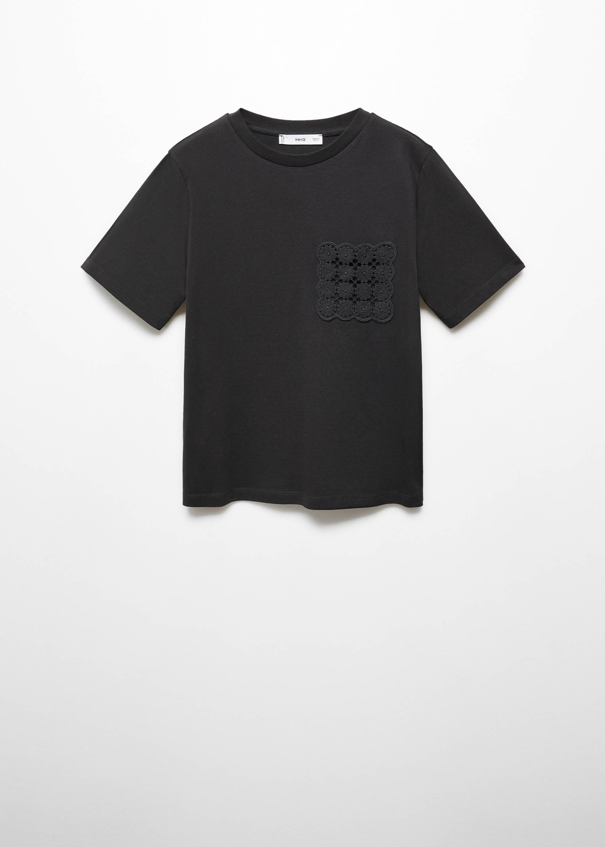 T-Shirt mit gehäkelter Brusttasche - Artikel ohne Model
