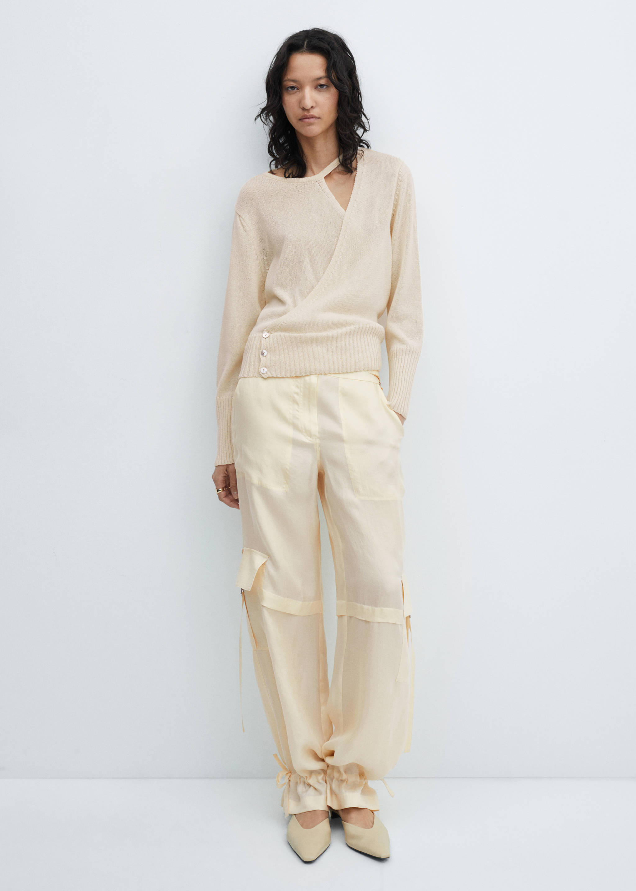 Wrap sweater with slit detail - General plane