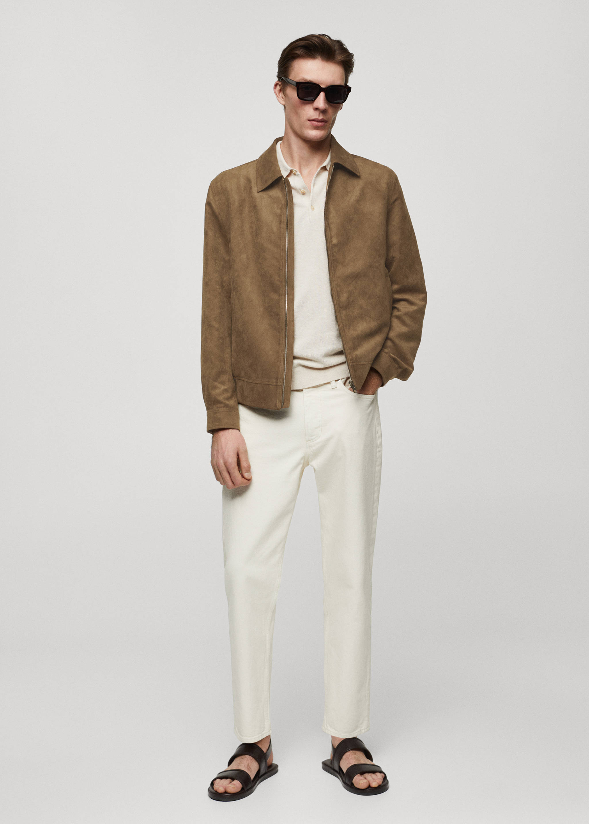 Suede-effect jacket with zip - General plane