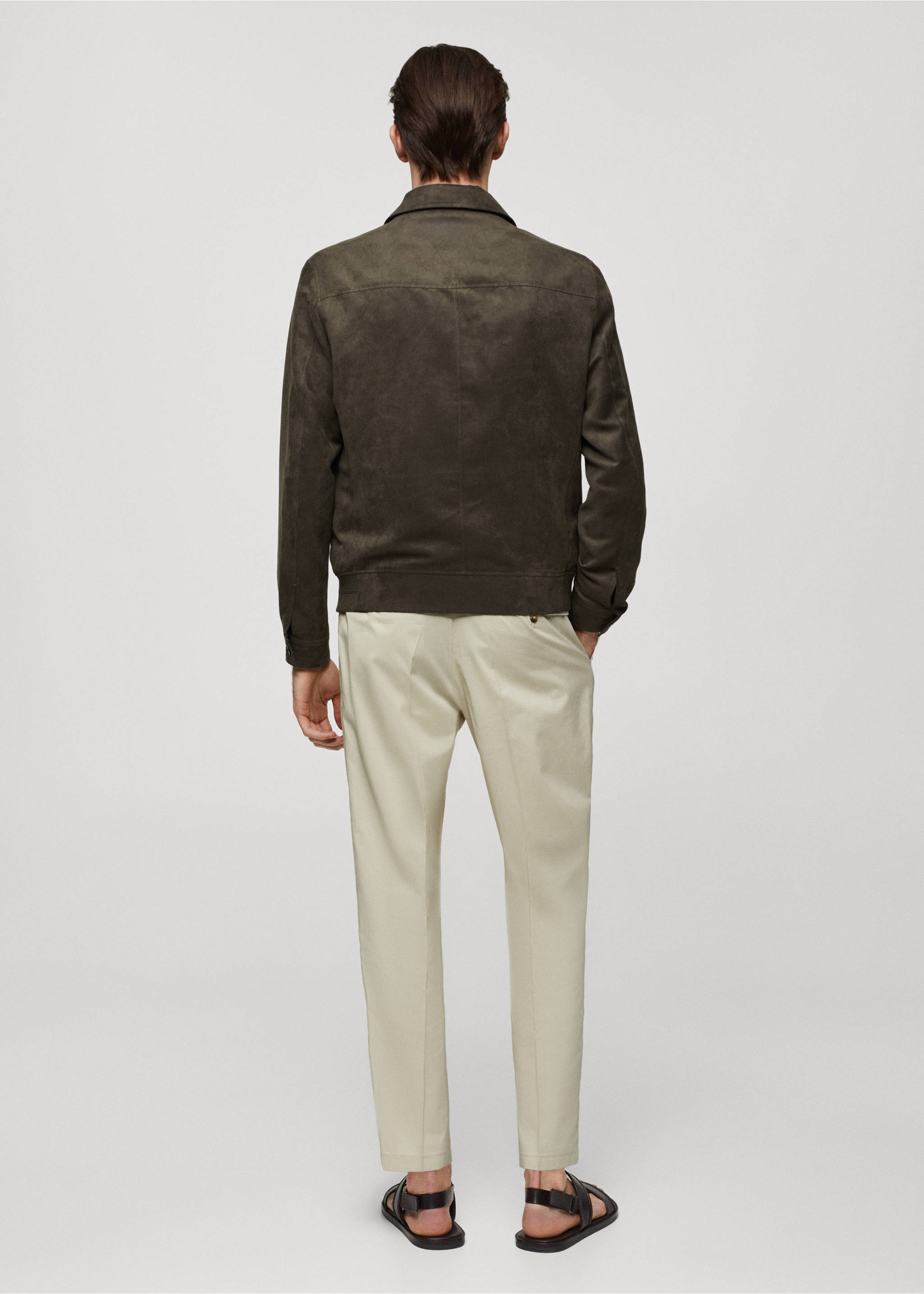 Suede-effect jacket with zip - Reverse of the article, Grey. Ref: 67015979-00.