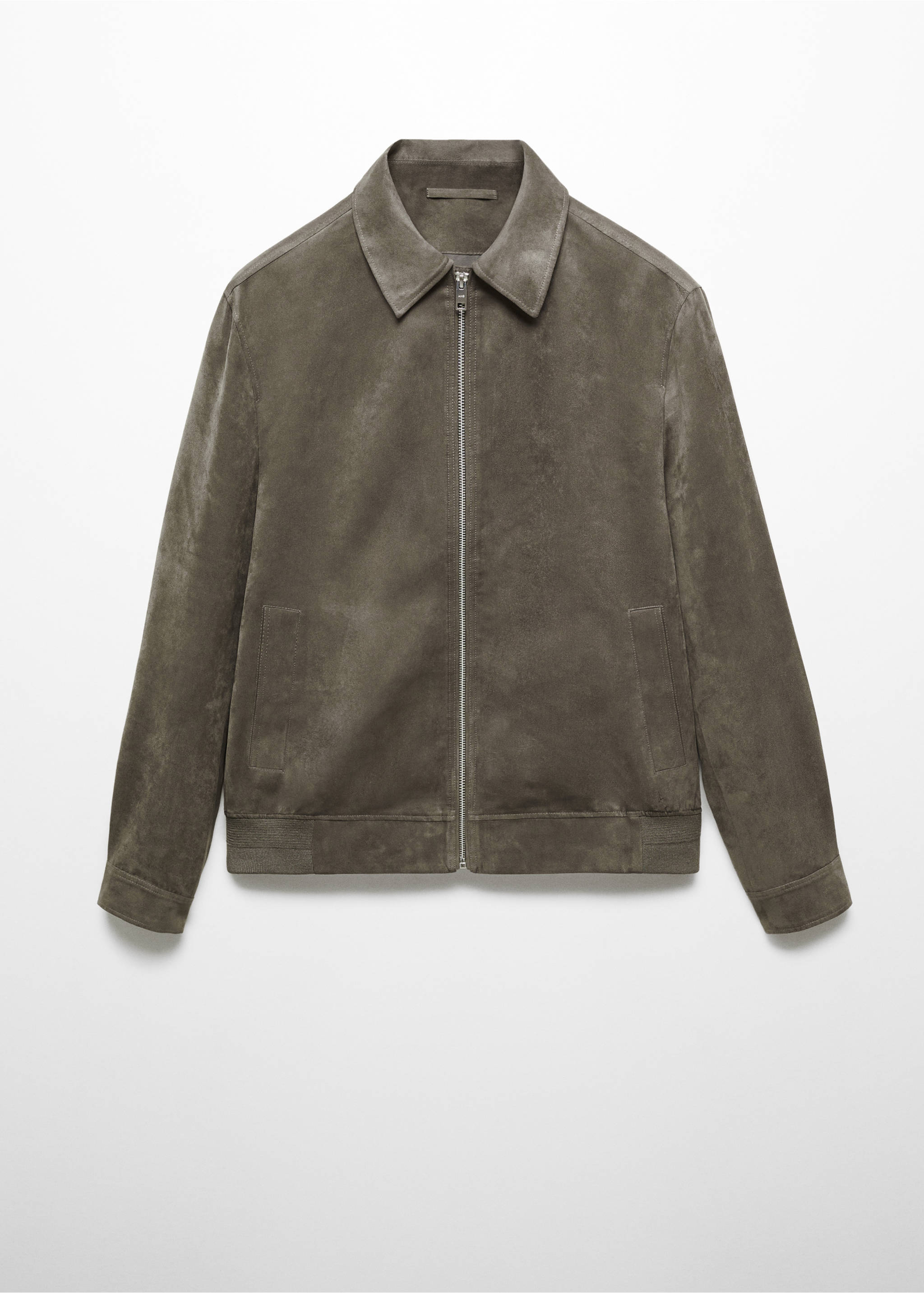 Suede-effect jacket with zip - Article without model, Grey. Ref: 67015979-00.