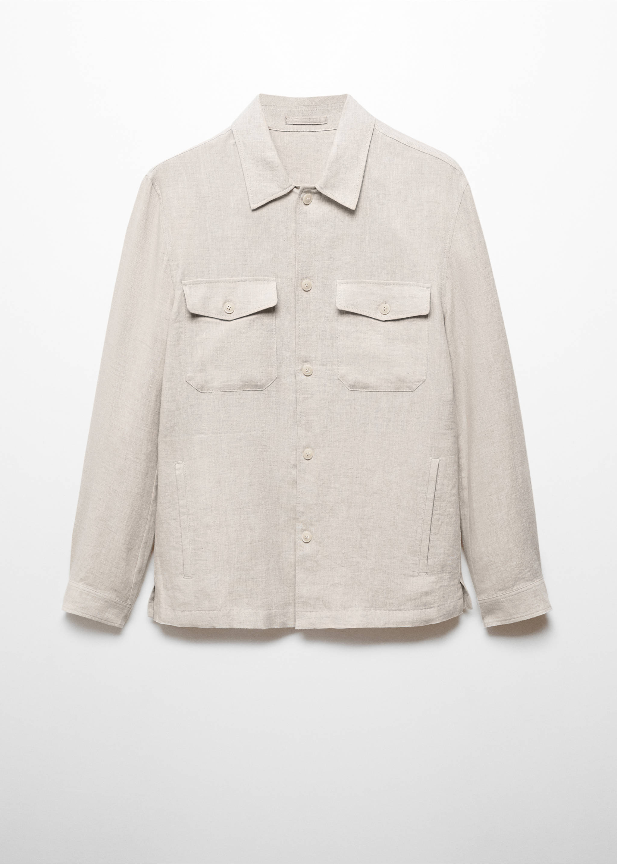 100% linen overshirt with pockets - Article without model, Ecru. Ref: 67015980-00.