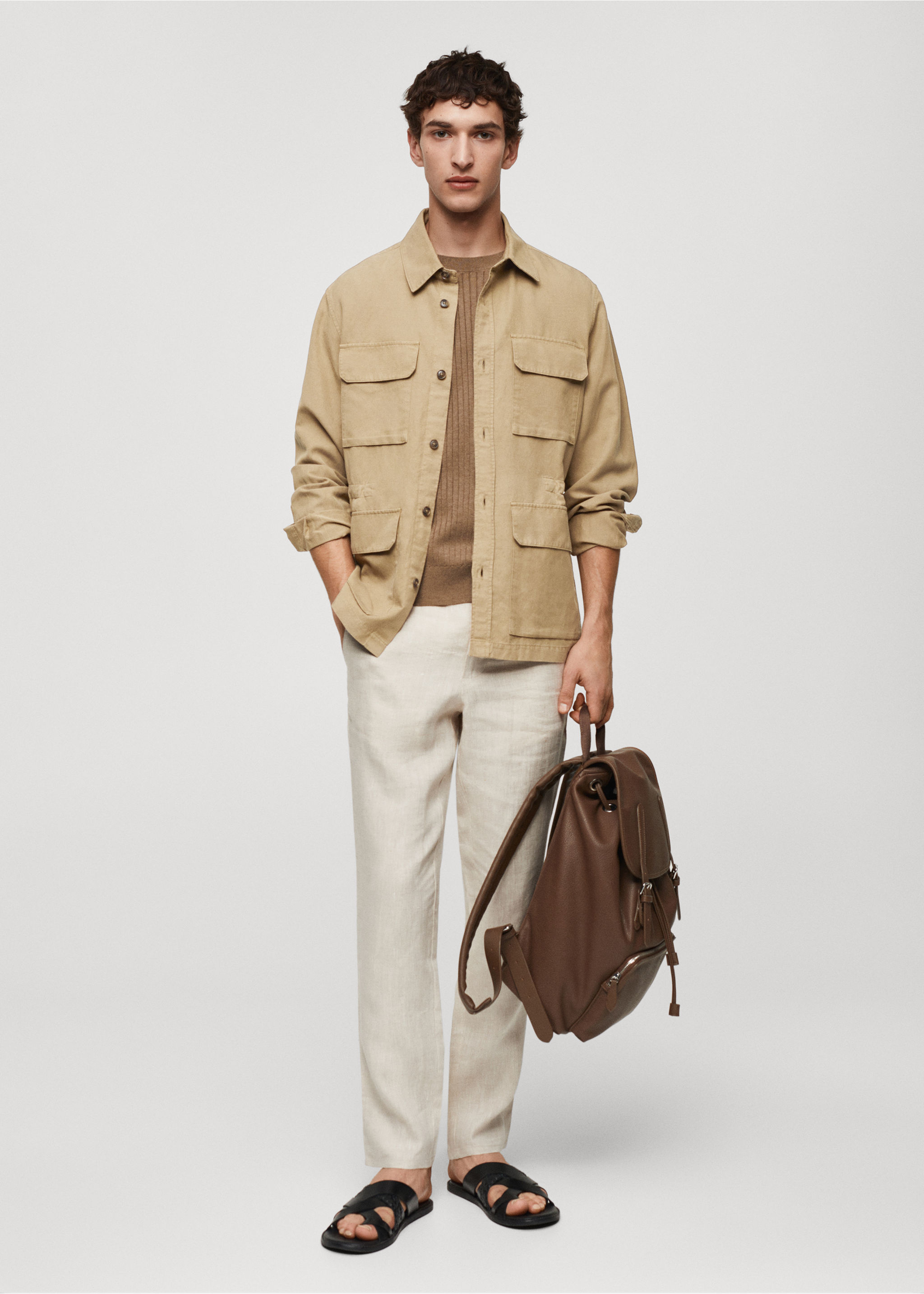 Leinen-Overshirt mit Taschen - Allgemeine Ansicht