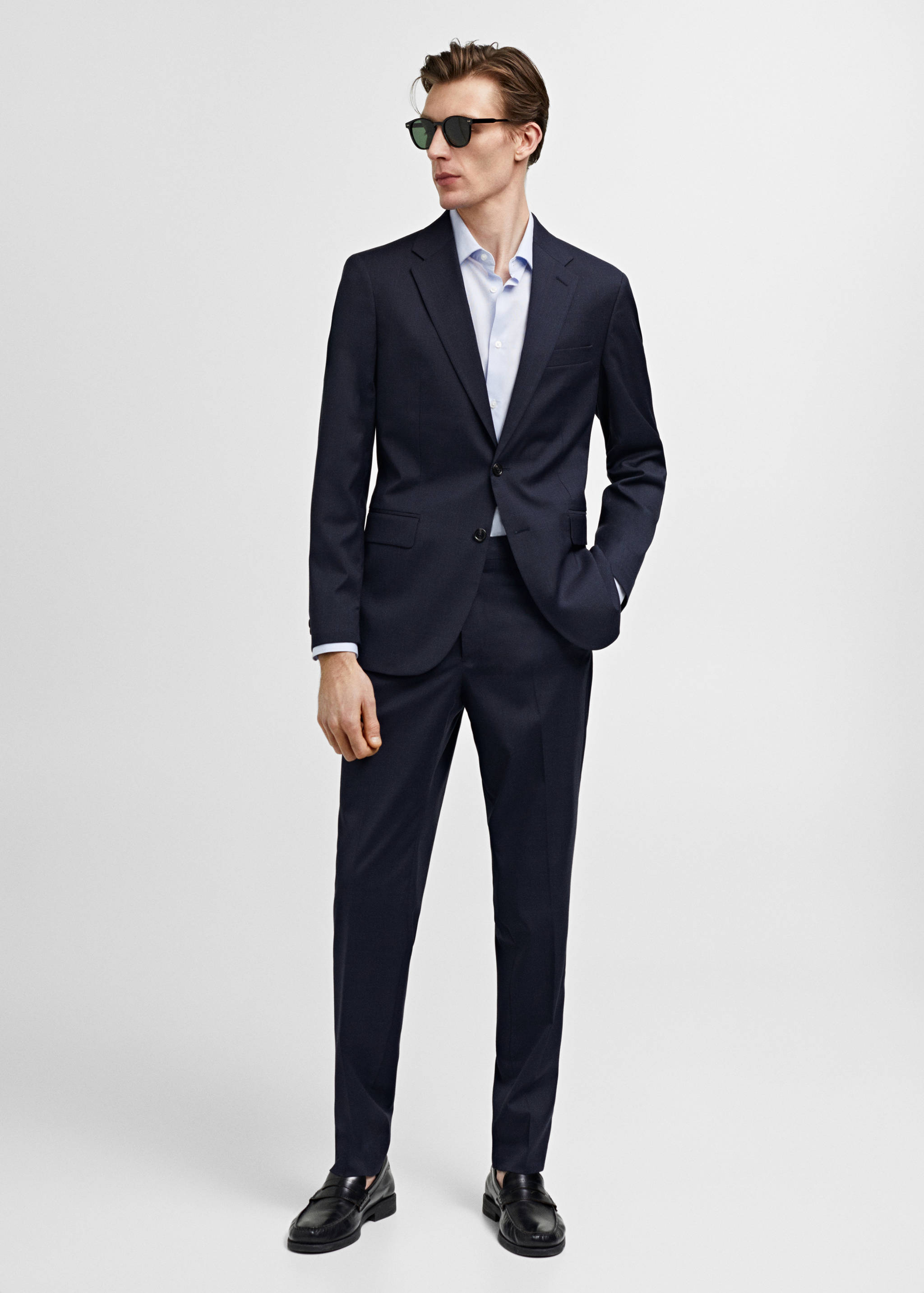Blazer de fato slim fit de tecido comfort stretch - Plano geral