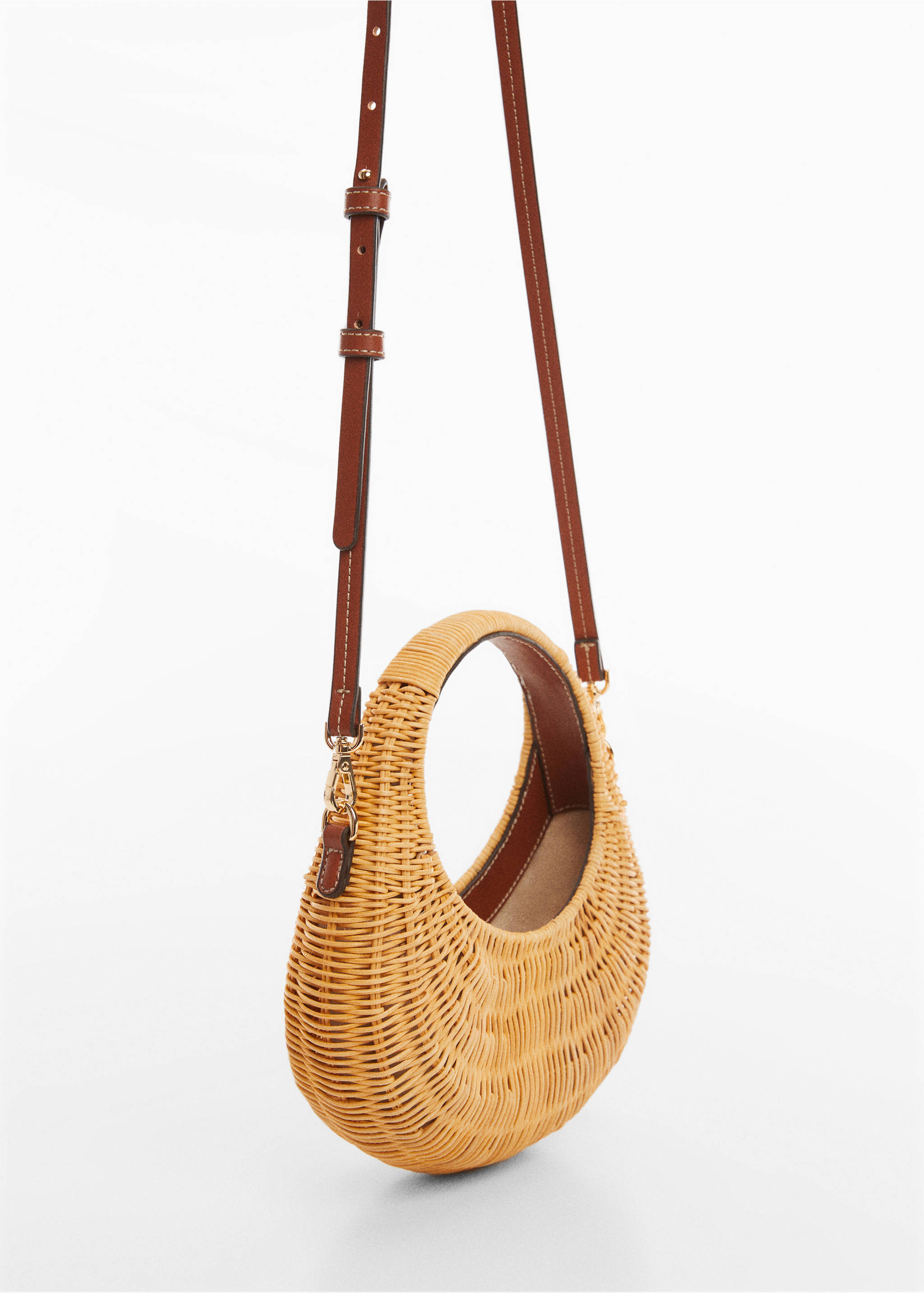 Rattan bag with double handle - Medium plane, Beige. Ref: 67015993-00.