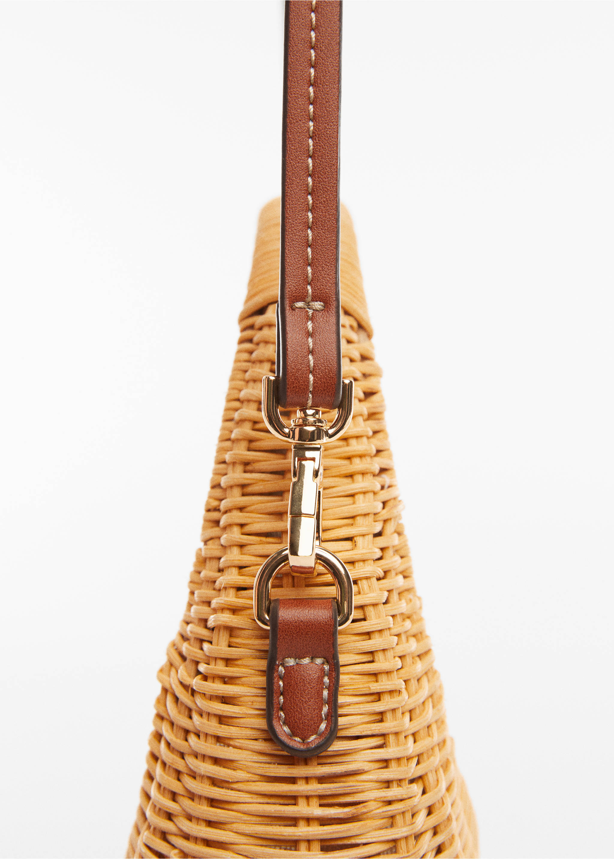 Rattan bag with double handle - Details of the article 1, Beige. Ref: 67015993-00.