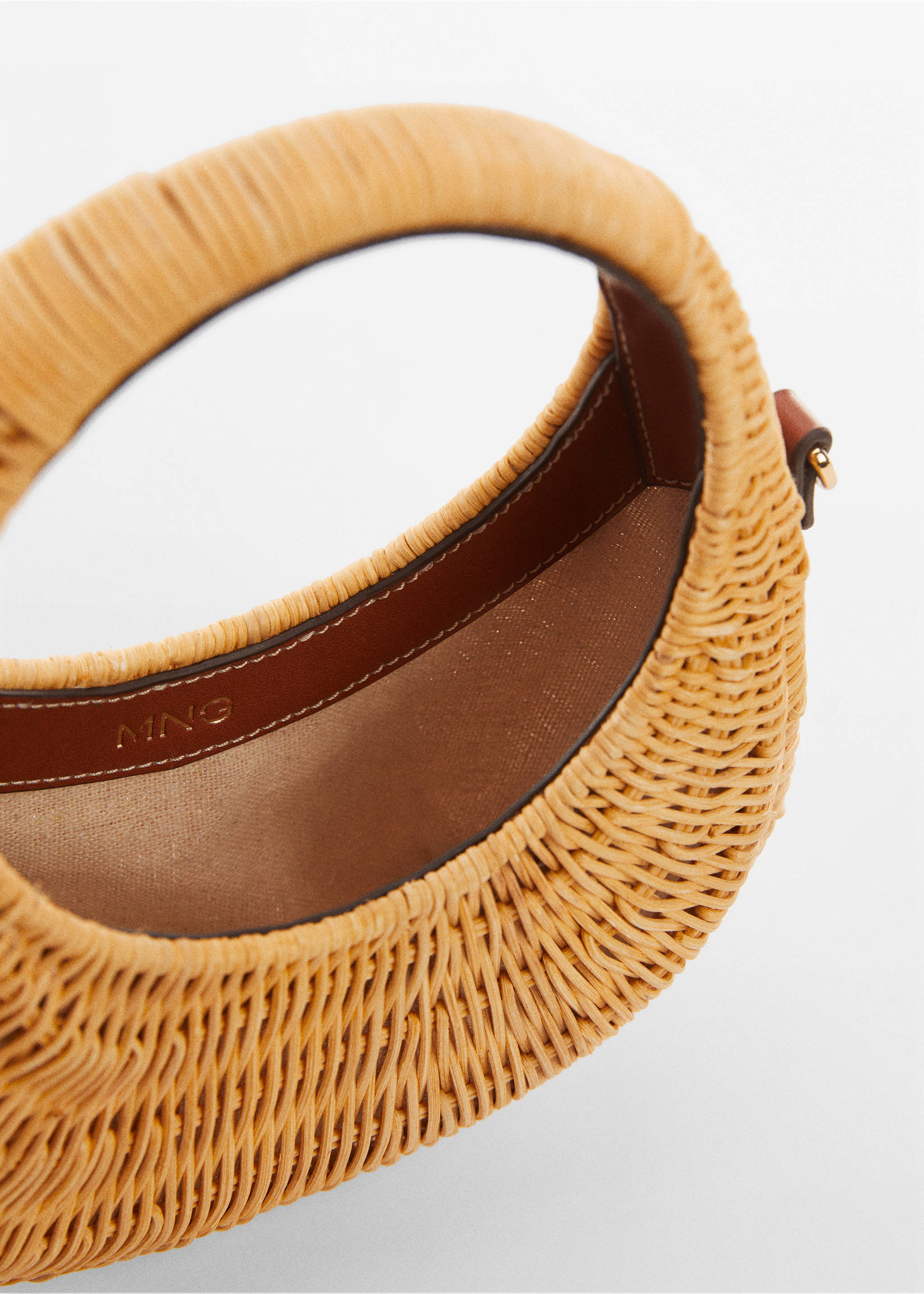 Rattan bag with double handle - Details of the article 2, Beige. Ref: 67015993-00.