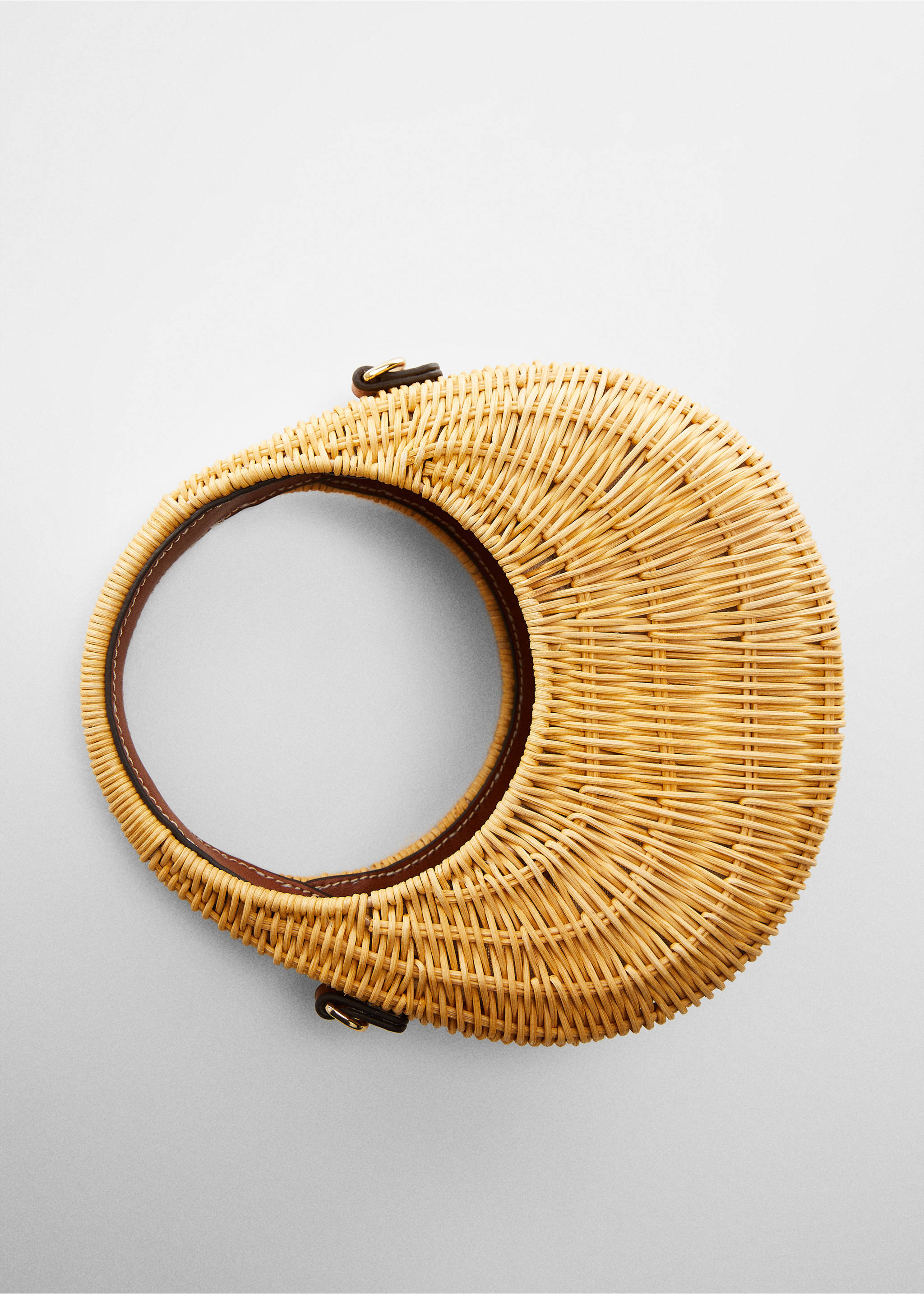 Rattan bag with double handle - Details of the article 5, Beige. Ref: 67015993-00.
