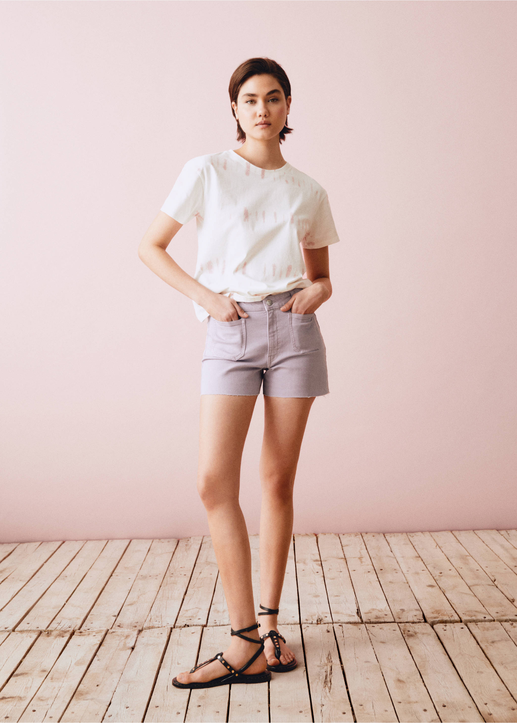 T-shirt manches courtes tie and dye - Détail de l'article 5, Blanc cassé. Ref: 67015995-00.