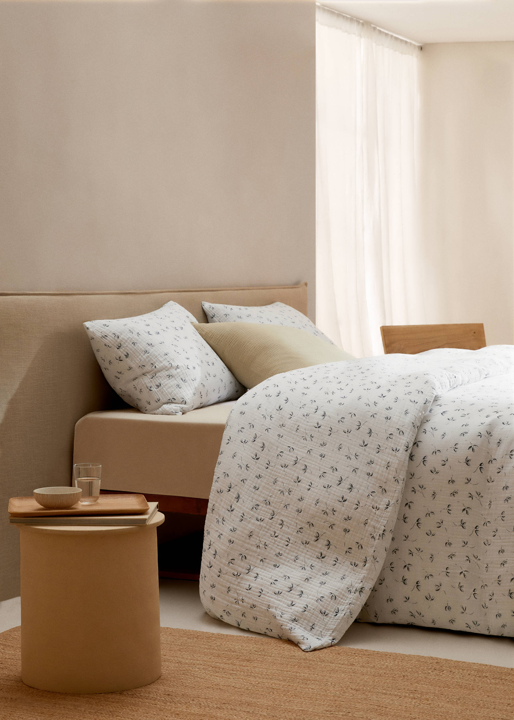 Floral-print chiffon duvet cover for queen bed - General plane