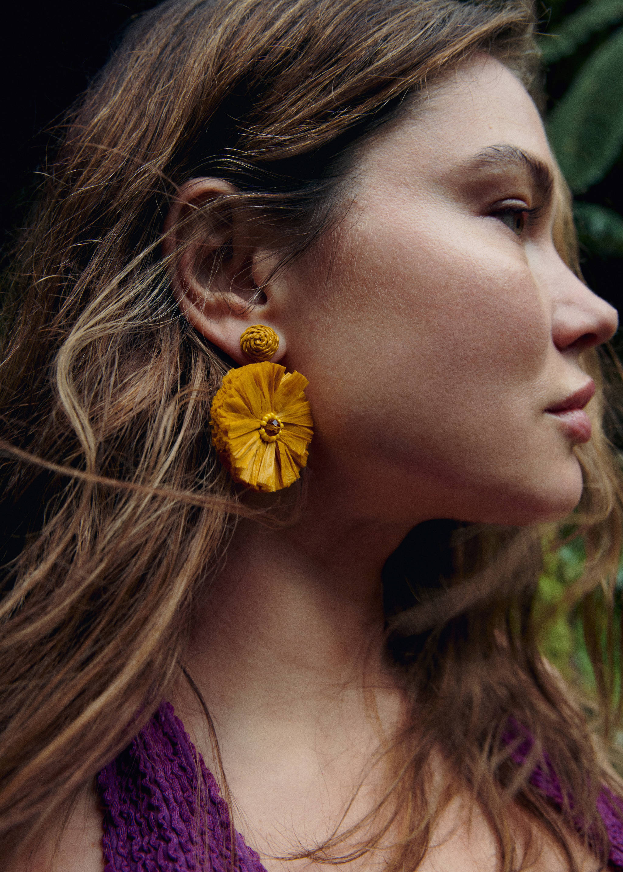 Raffia earrings - General plane, Mustard. Ref: 67016012-00.