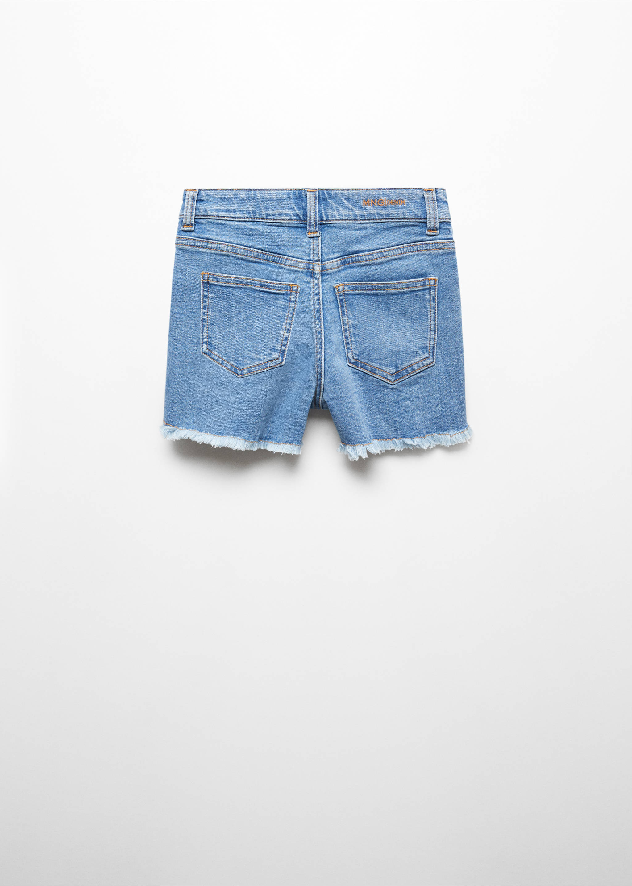 Jeans-Shorts mit Knöpfen - Rückseite des Artikels, Mittelblau. Ref: 67016014-00.