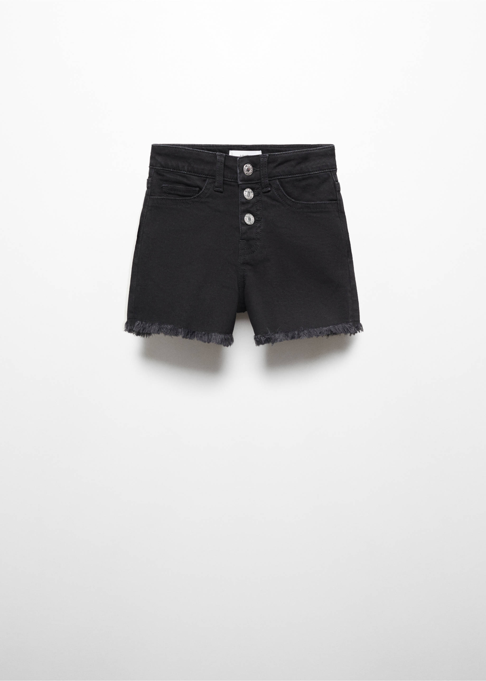 Denim shorts with buttons - Article without model, Black denim. Ref: 67016014-00.