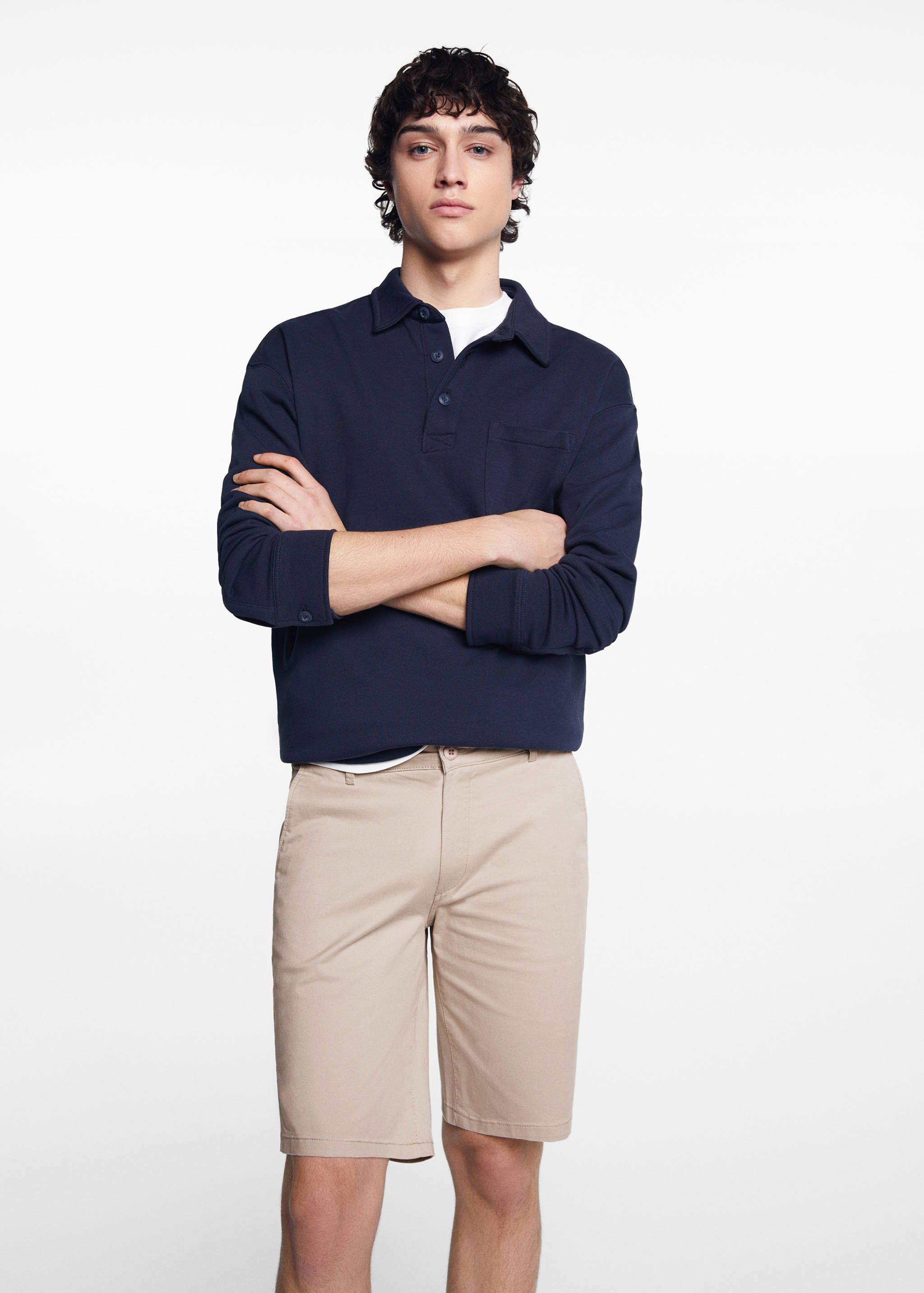 Slim fit cotton Bermuda shorts - Medium plane