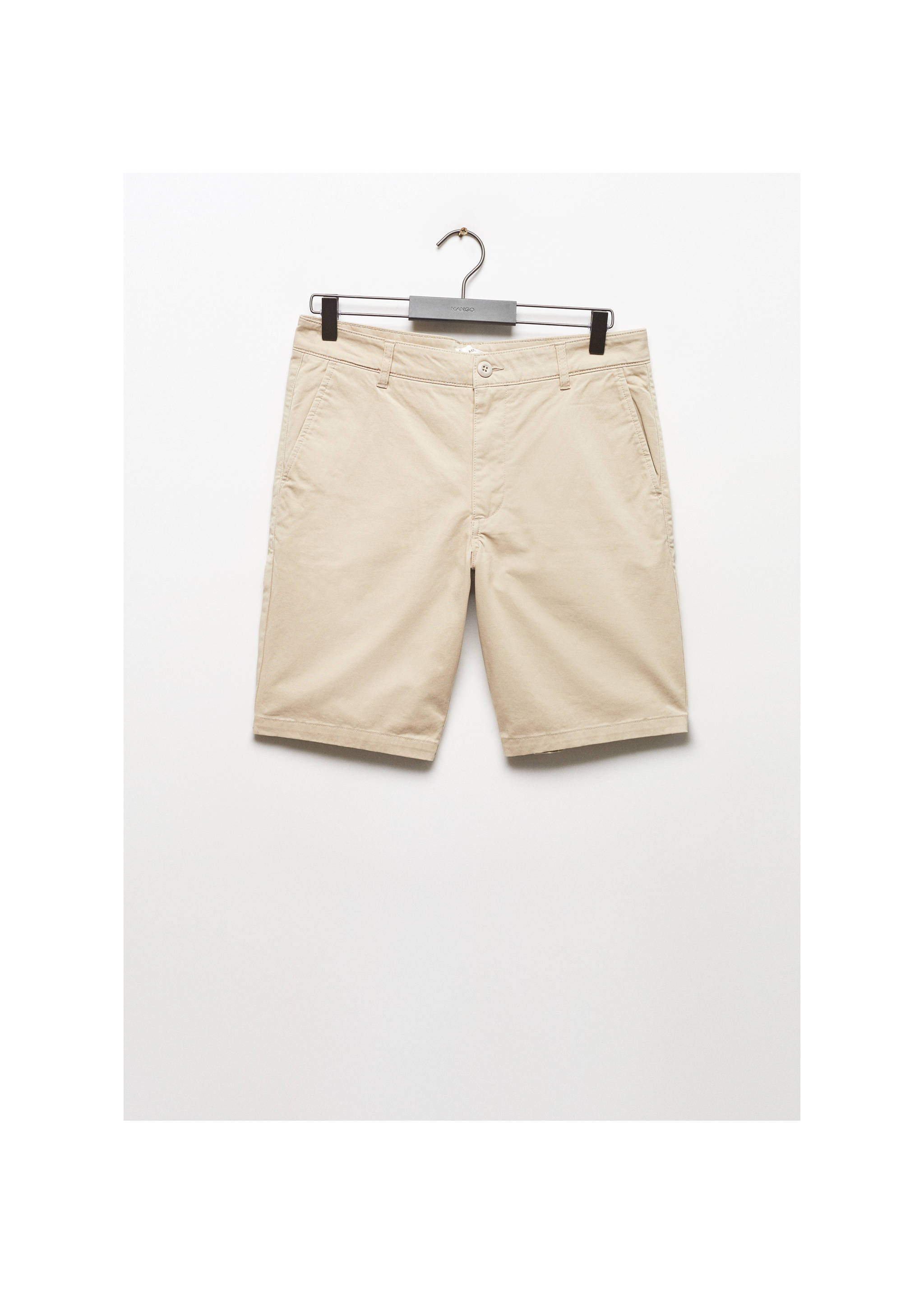 Slim fit cotton Bermuda shorts - Article without model, Beige. Ref: 67016019-00.