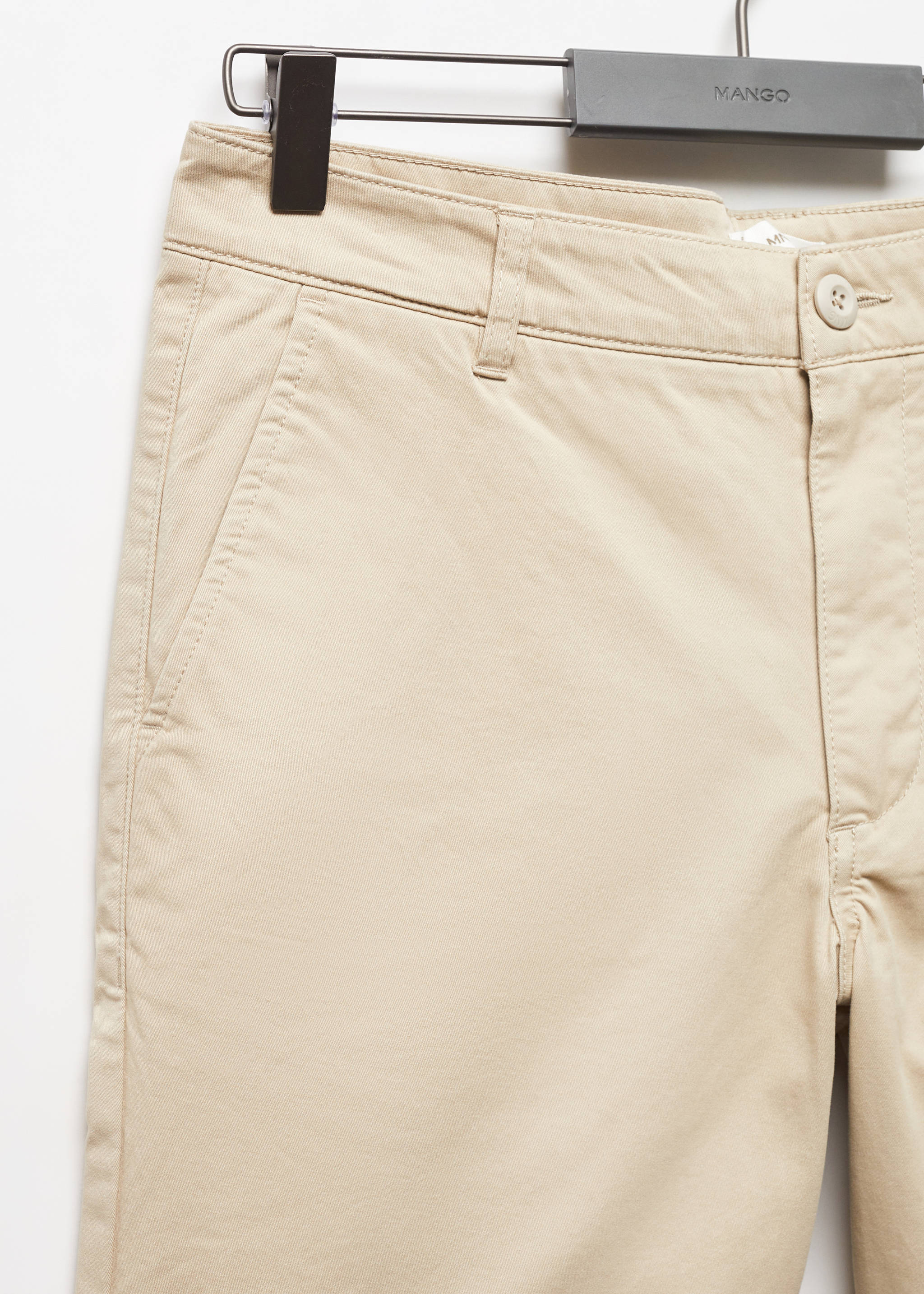 Slim fit cotton Bermuda shorts - Details of the article 8, Beige. Ref: 67016019-00.