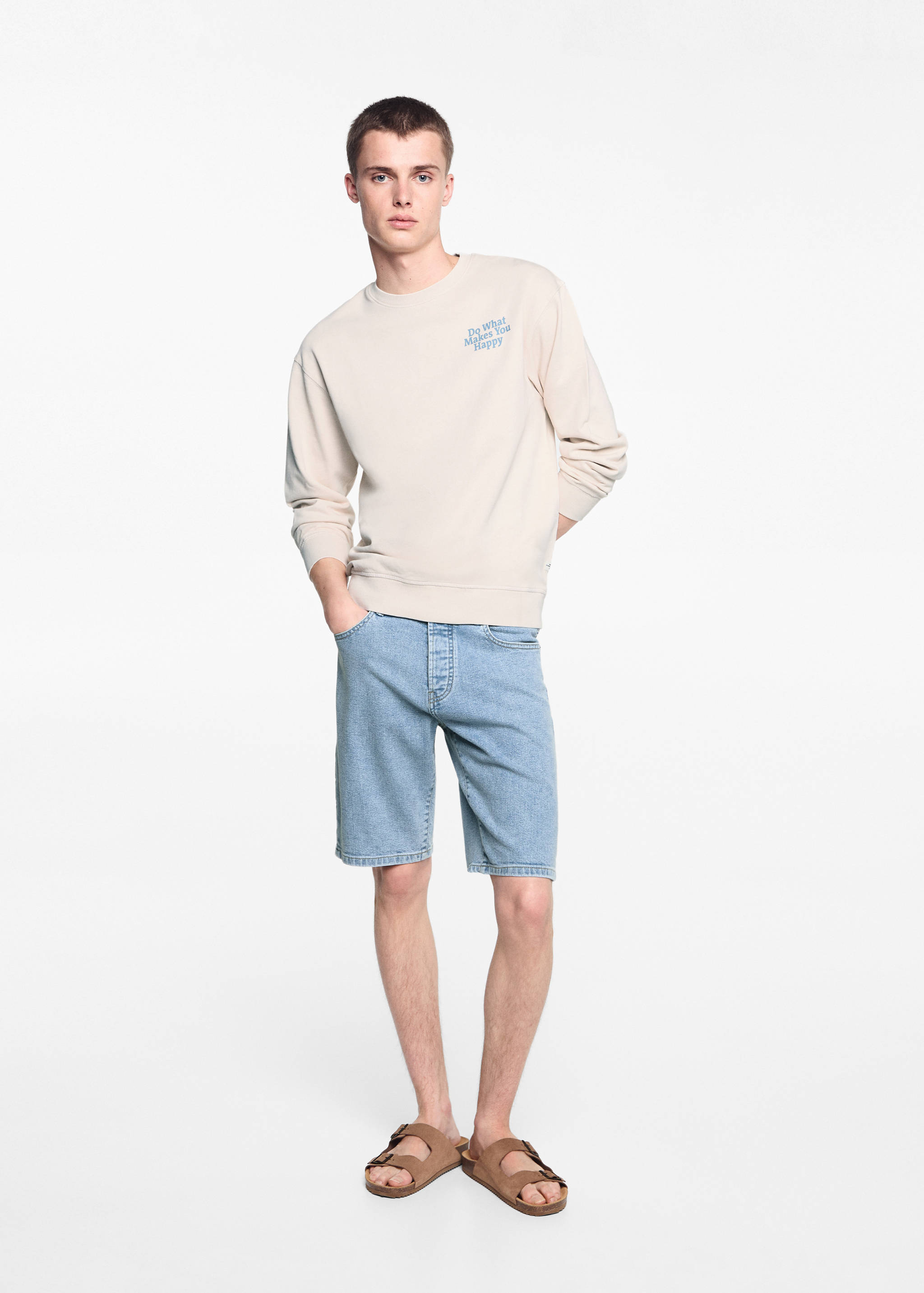 Cotton denim bermuda shorts - General plane