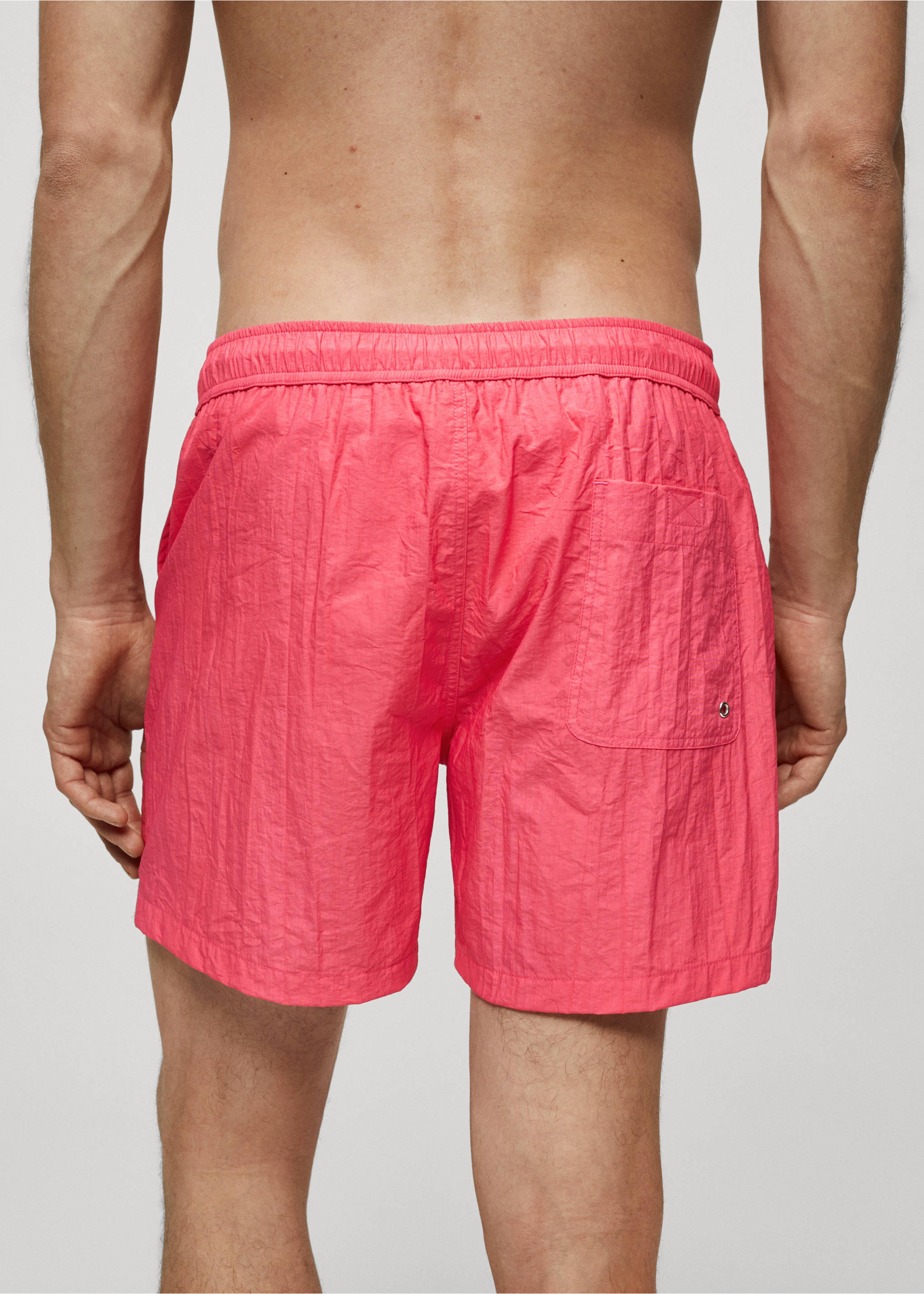 Textured lace swimsuit - Details of the article 6, Coral Red. Ref: 67016051-00.