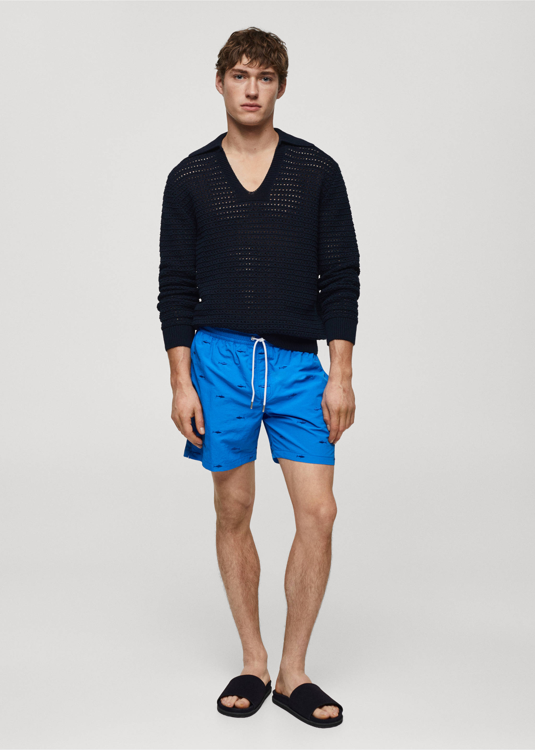 Lace fish-embroidered swimsuit - General plane, Sky Blue. Ref: 67016053-00.