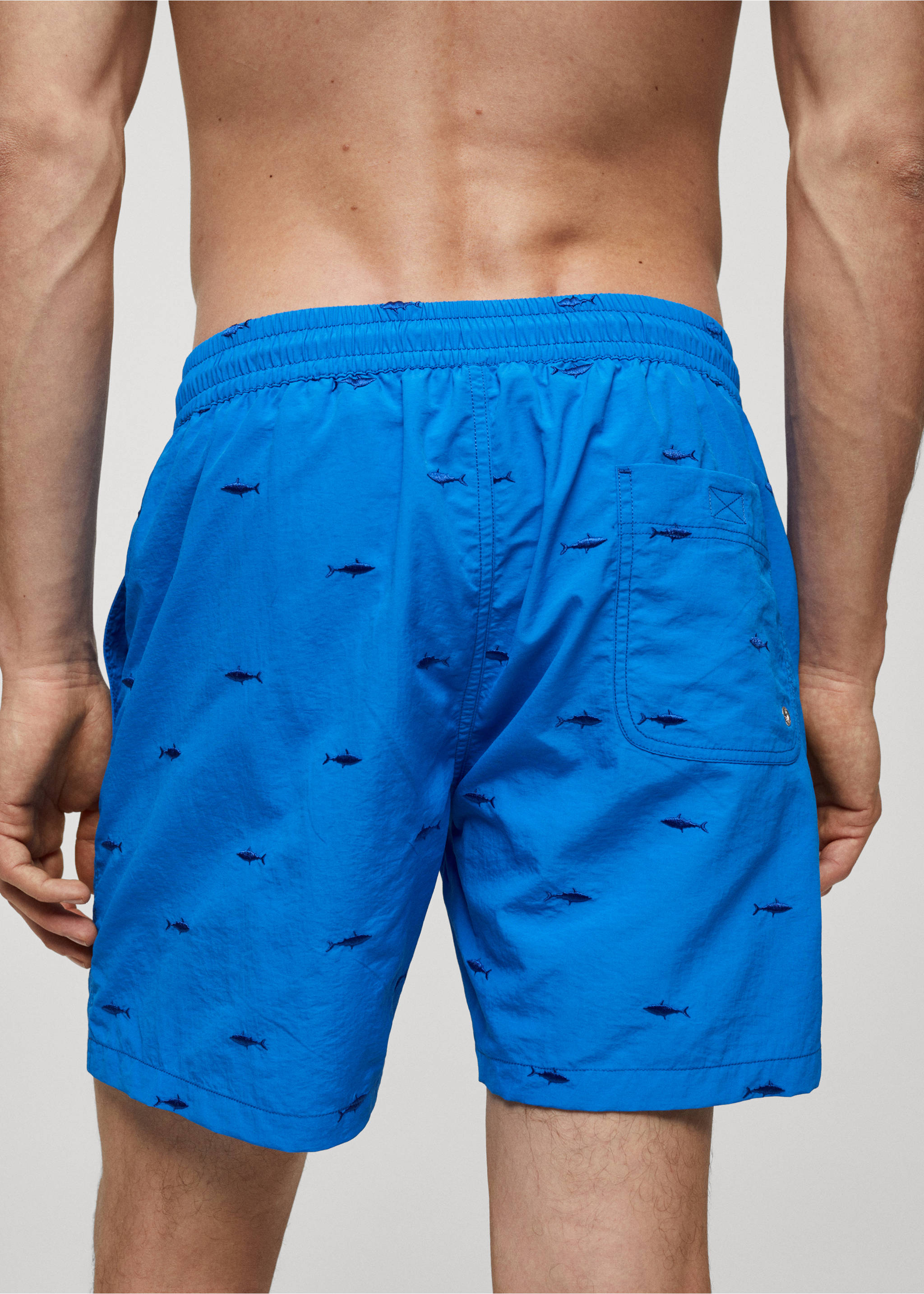 Lace fish-embroidered swimsuit - Details of the article 6, Sky Blue. Ref: 67016053-00.