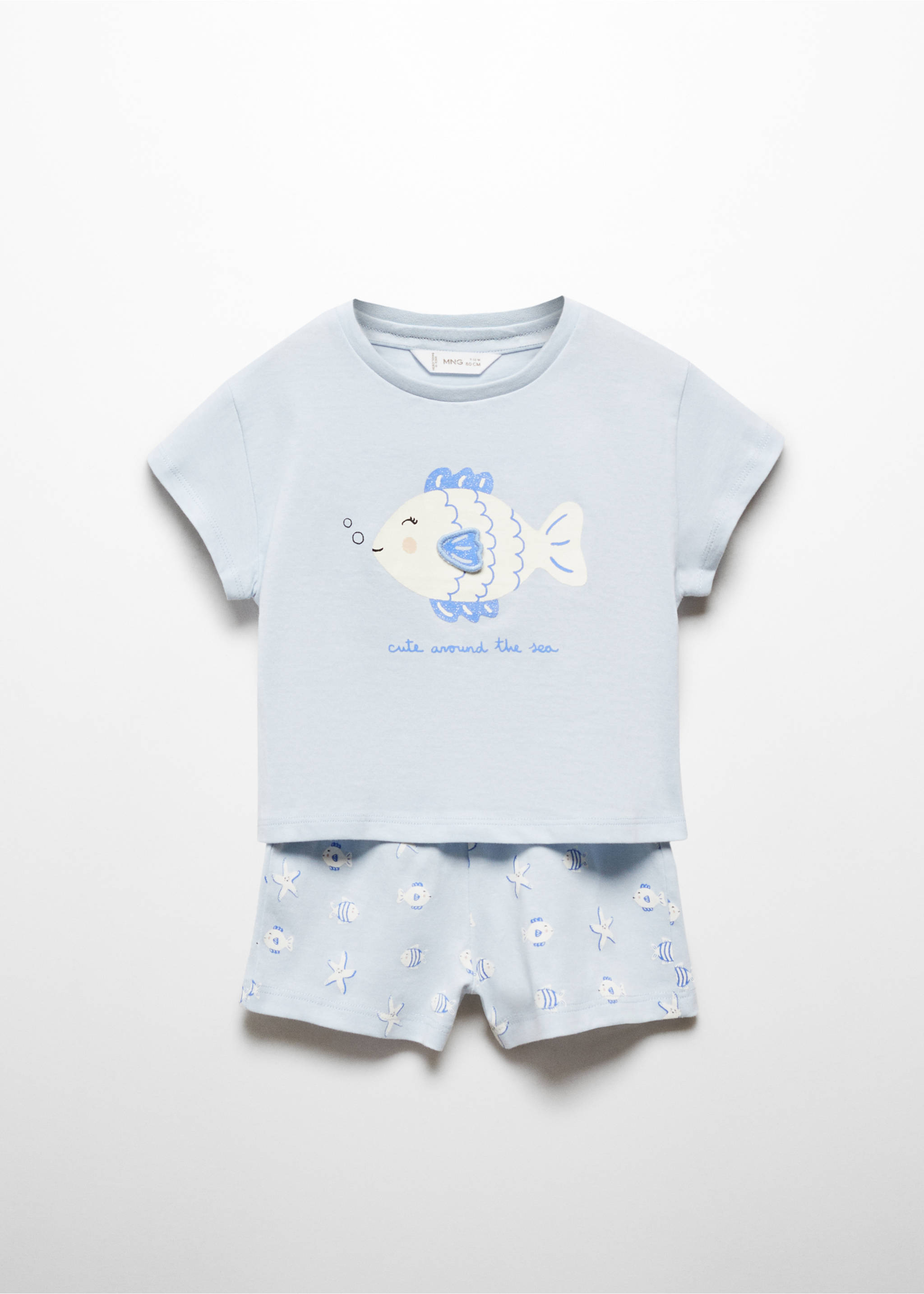 Printed short pyjamas - Article without model, Sky Blue. Ref: 67016324-00.