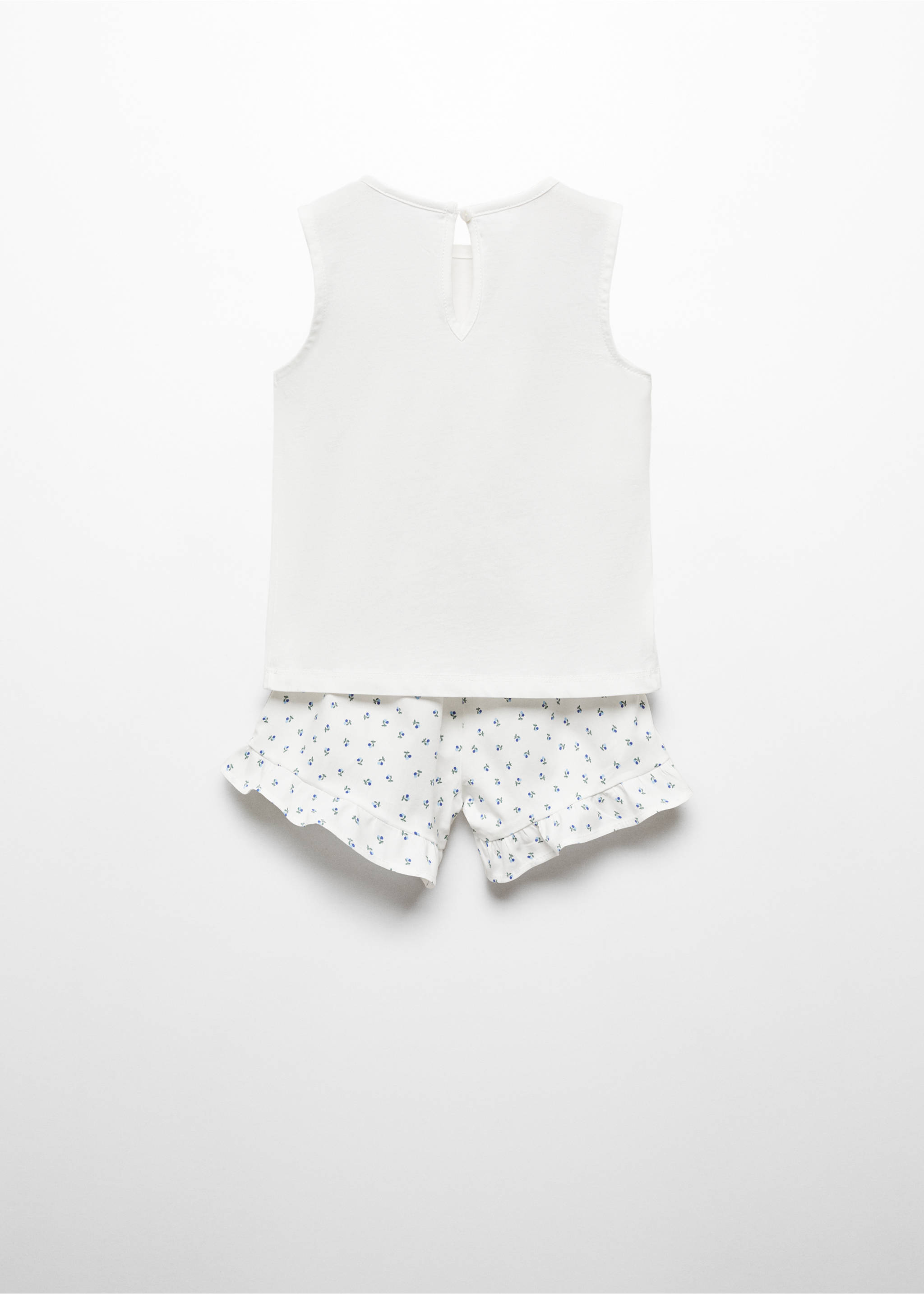 Kurzer Print-Pyjama - Rückseite des Artikels, Cremeweiß. Ref: 67016339-00.