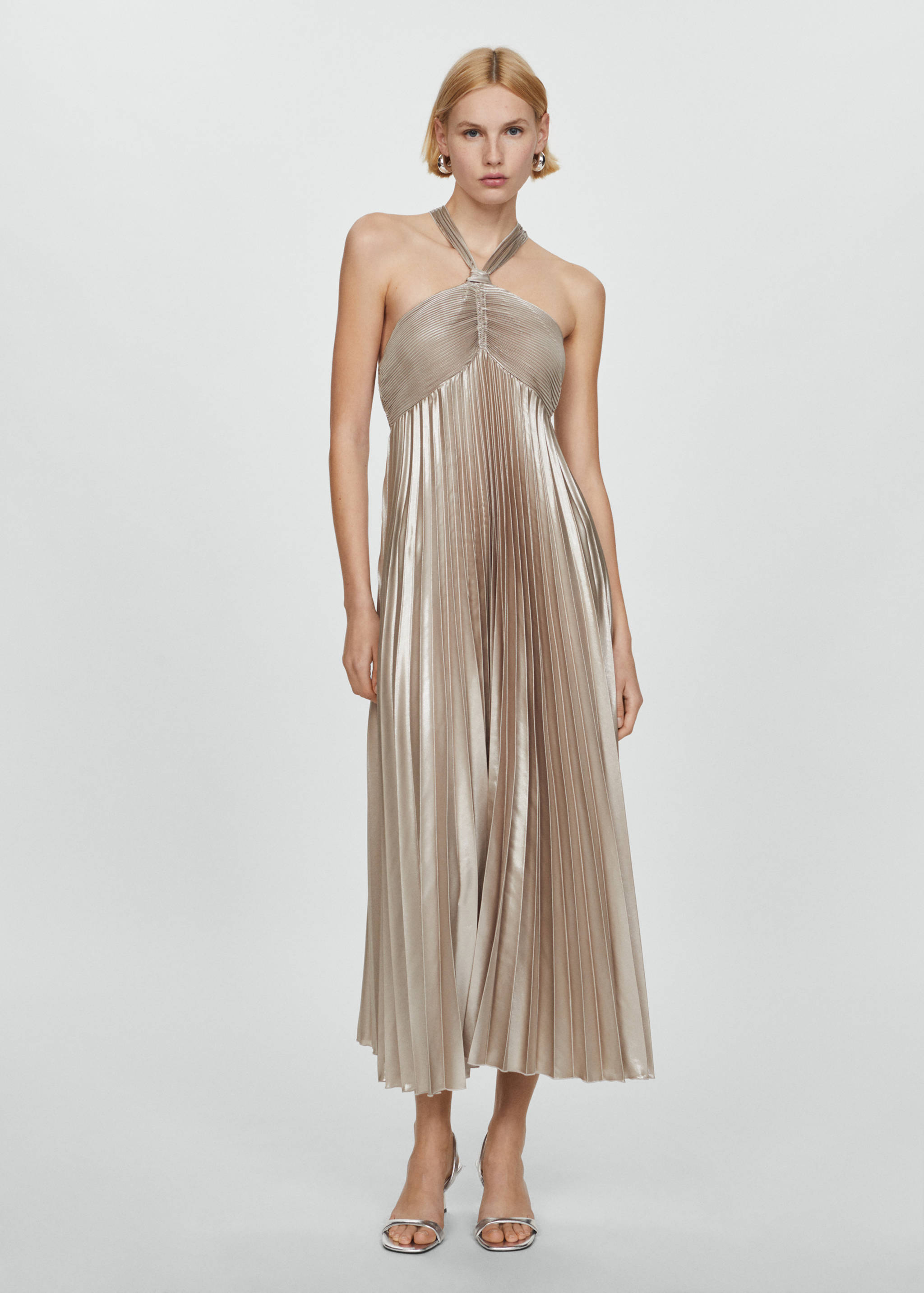 Pleated halter neck dress - General plane