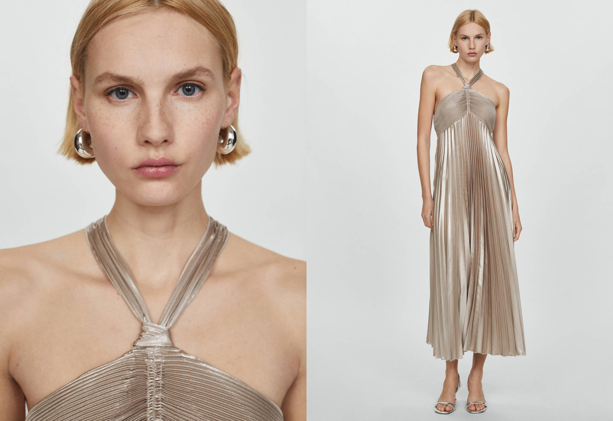 Pleated halter neck dress - Panoramic plane