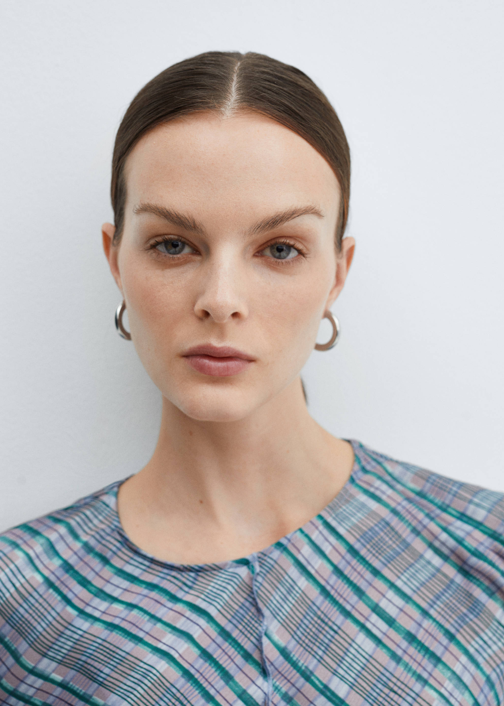 Satin check dress - Details of the article 1