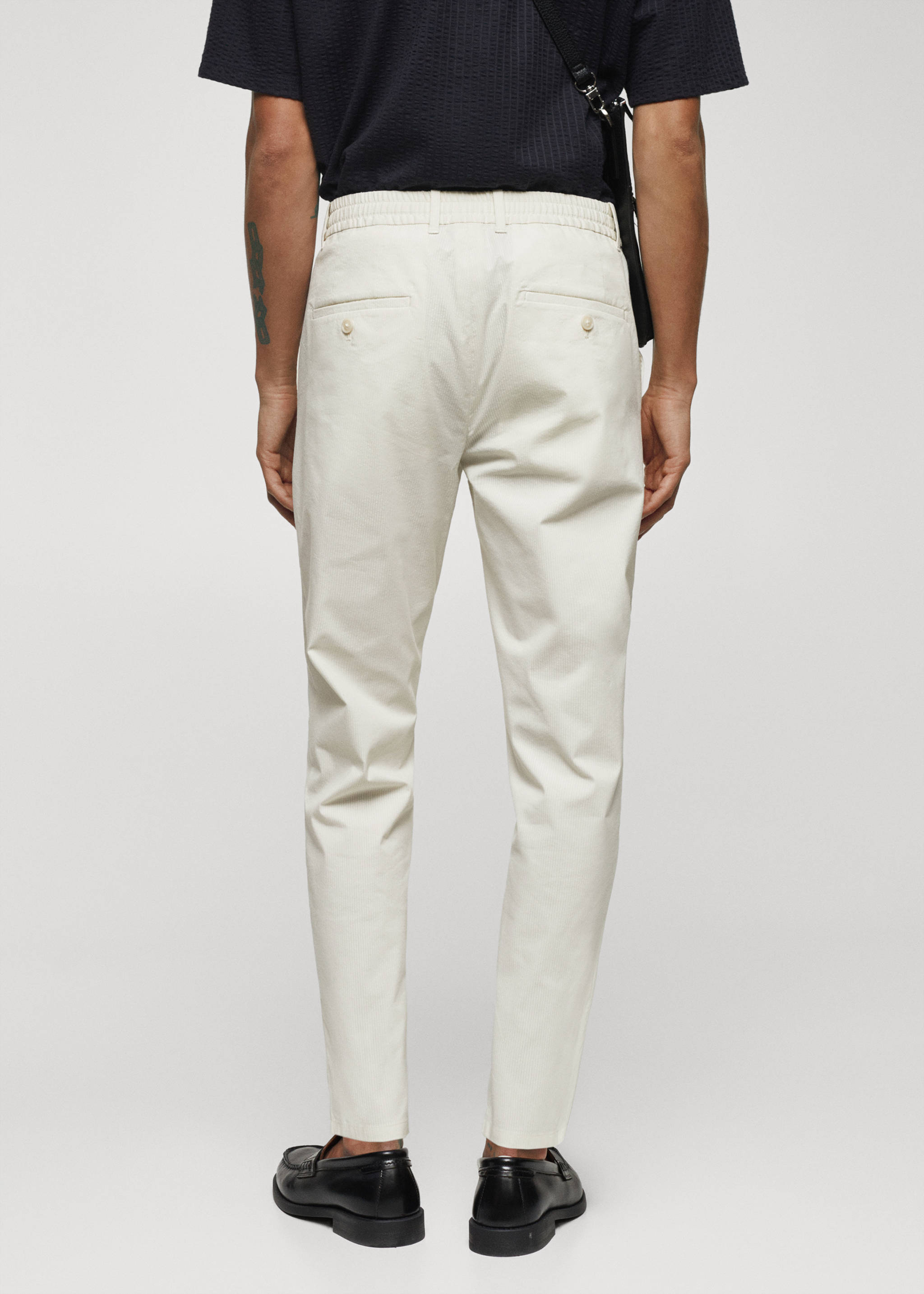 Cotton seersucker trousers with drawstring - Reverse of the article
