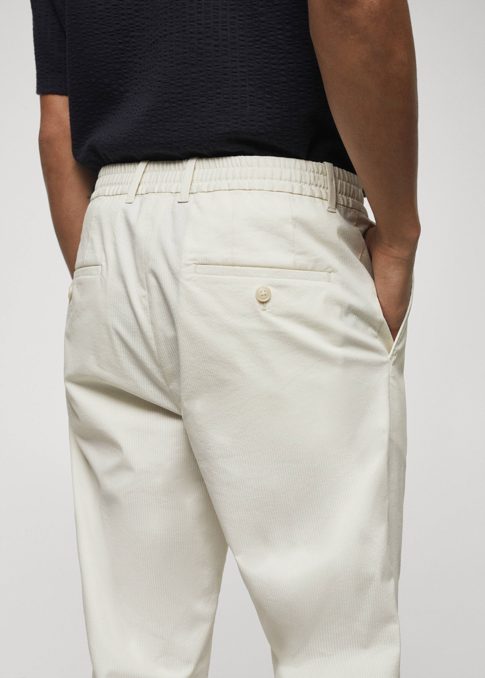 Cotton seersucker trousers with drawstring - Details of the article 4