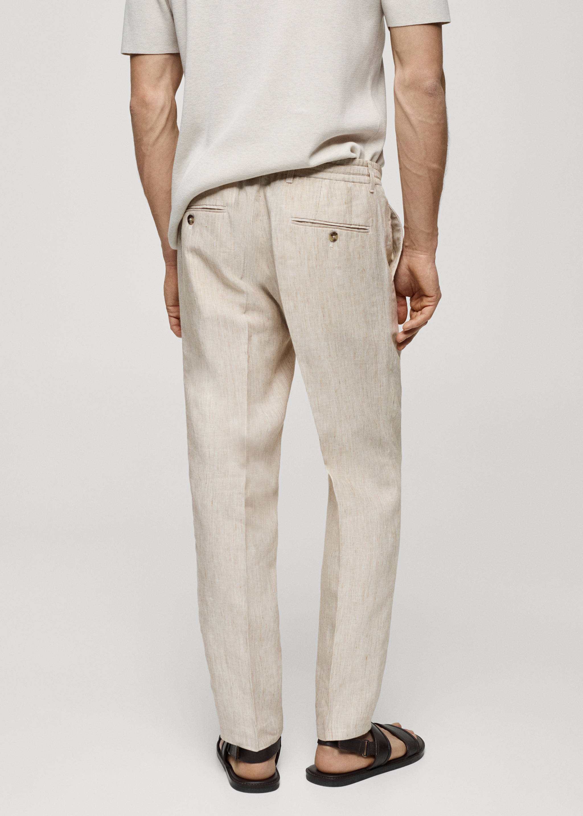 100% linen slim-fit striped pants - Reverse of the article