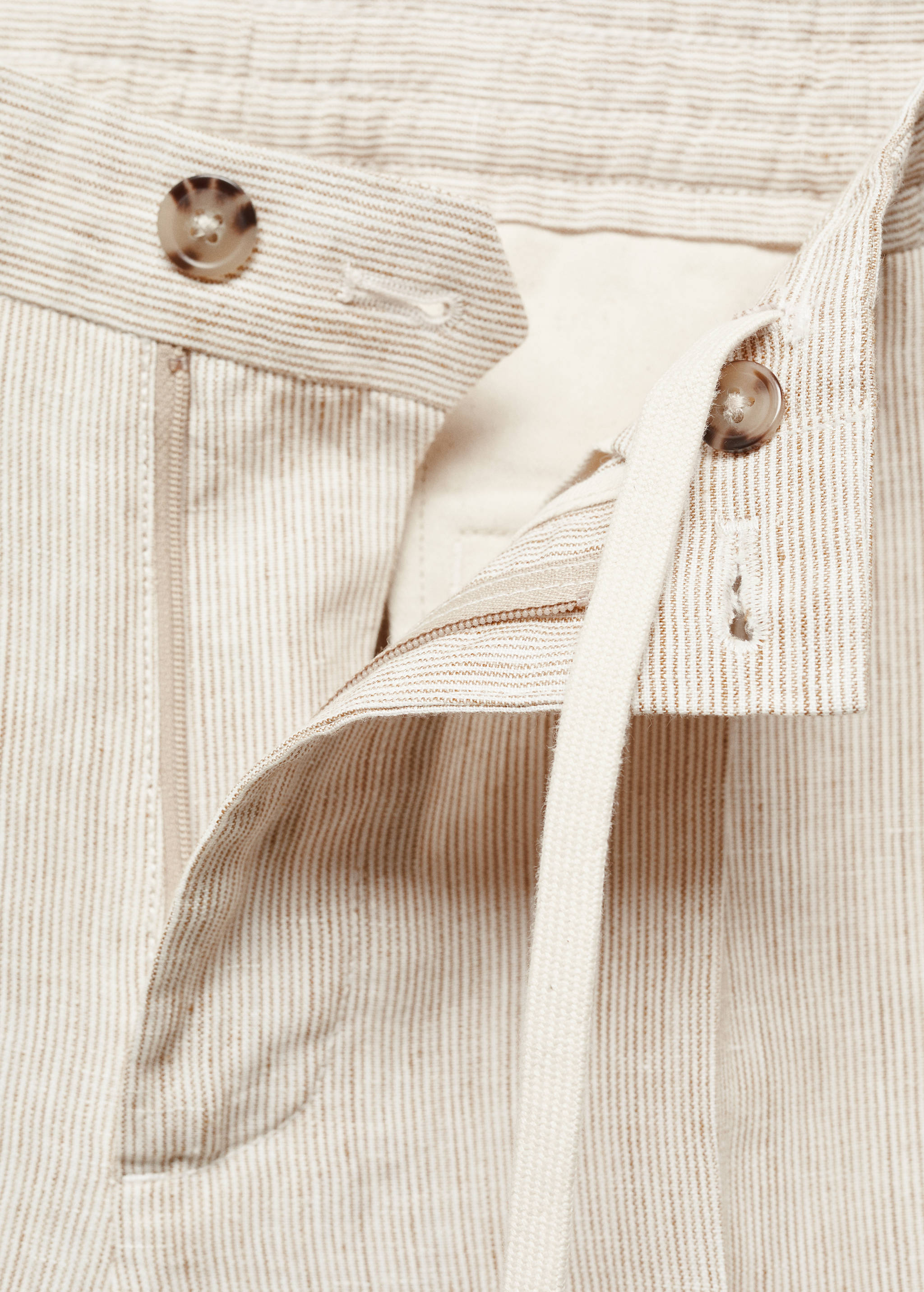 100% linen slim-fit striped pants - Details of the article 8