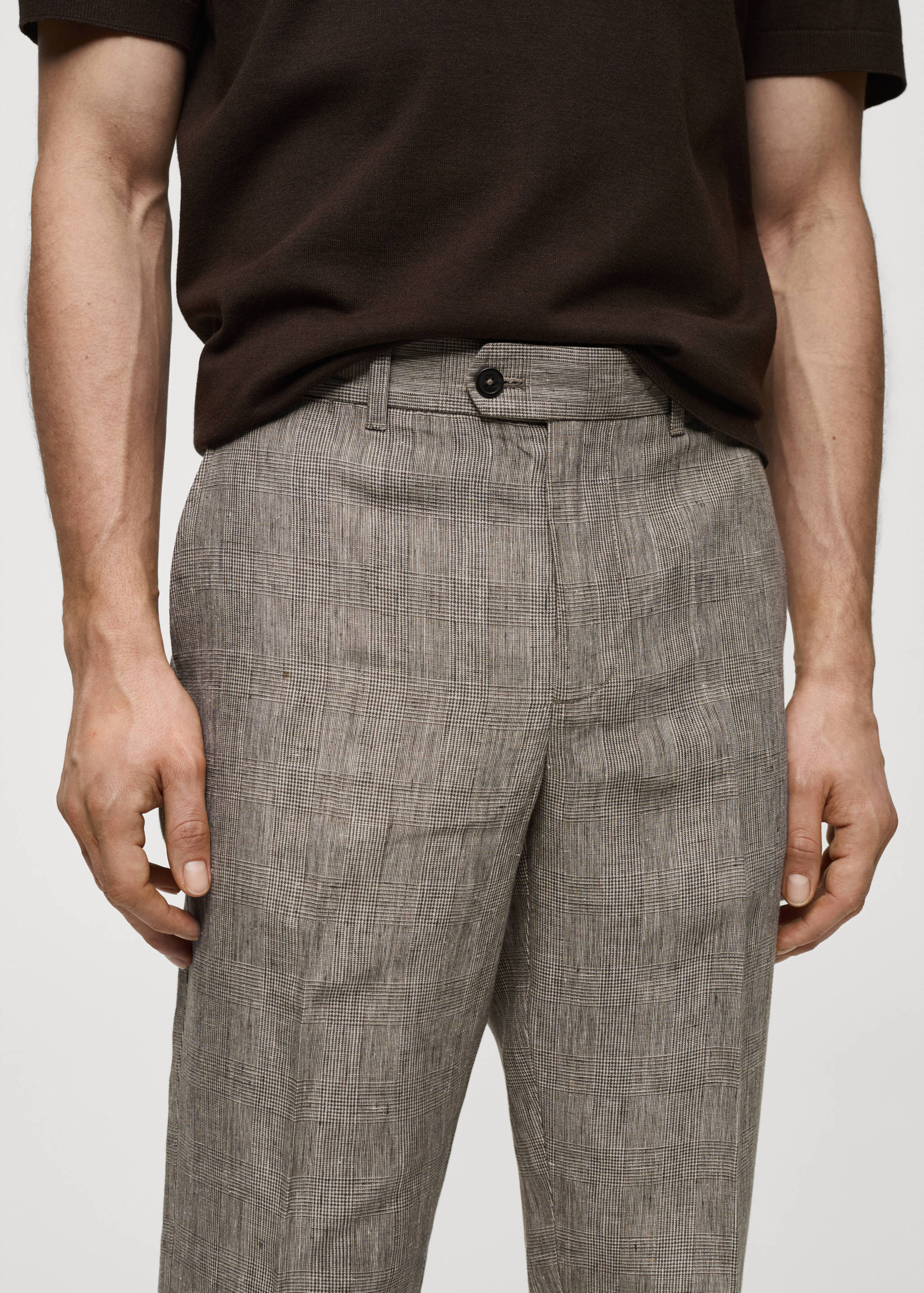 100% linen Prince of Wales check pants - Details of the article 1