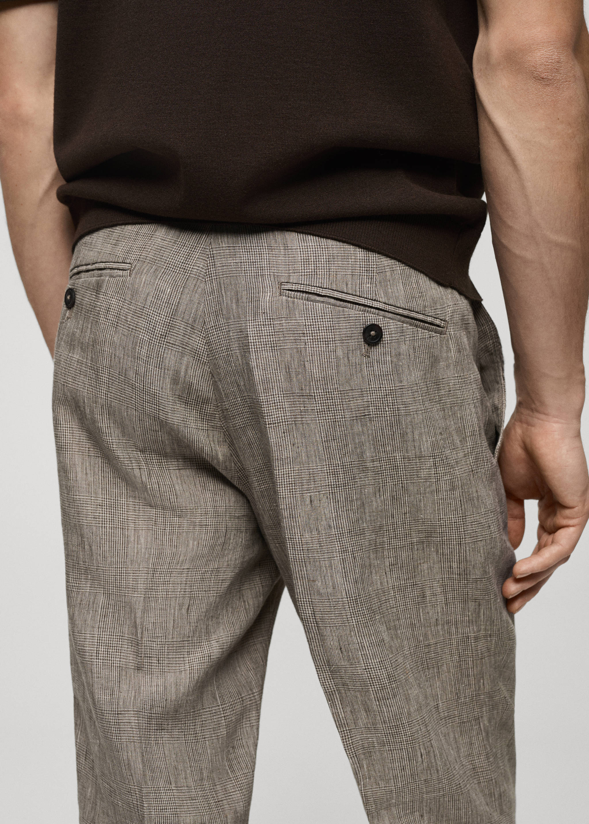 100% linen Prince of Wales check pants - Details of the article 4