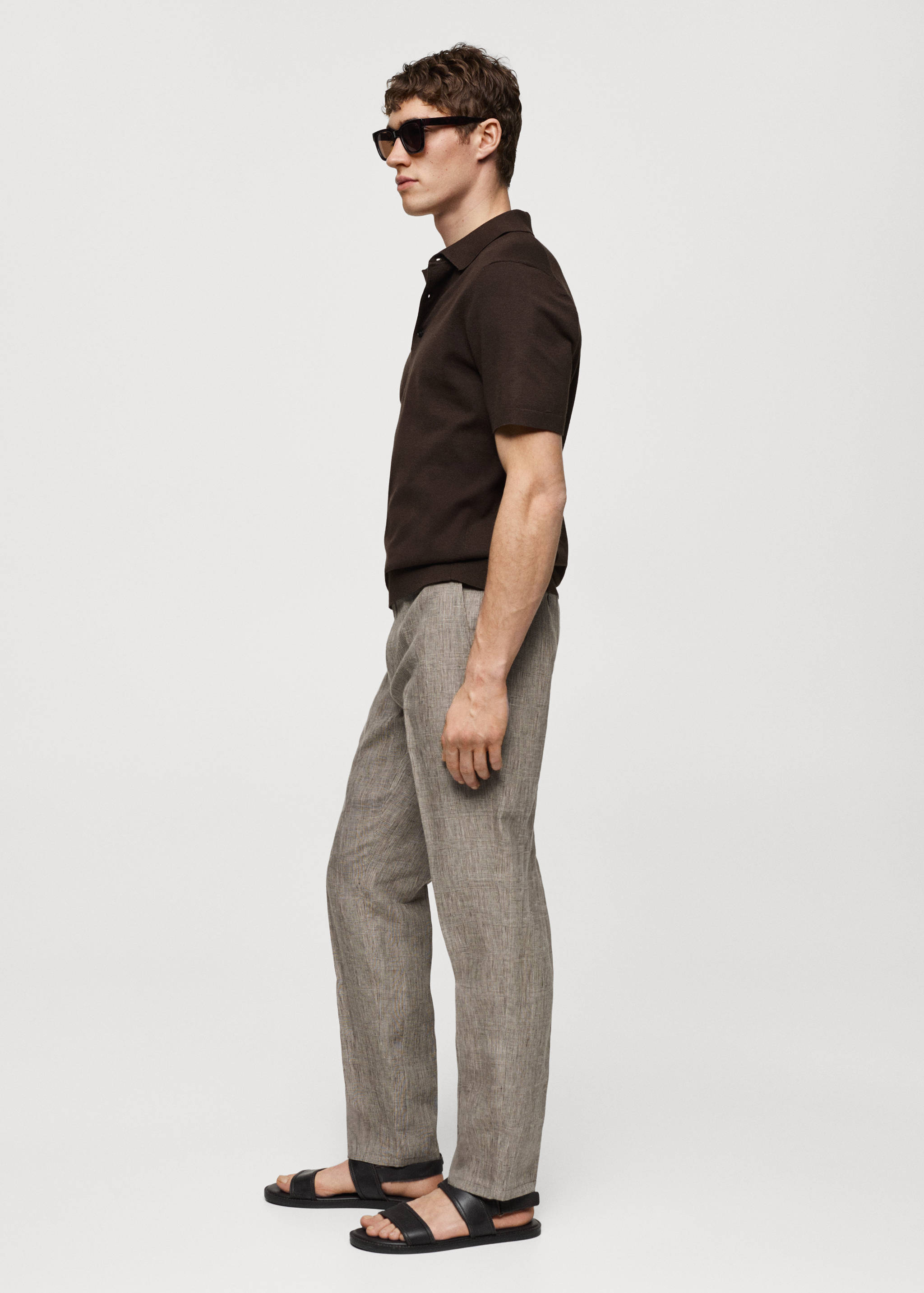 100% linen Prince of Wales check pants - Details of the article 2