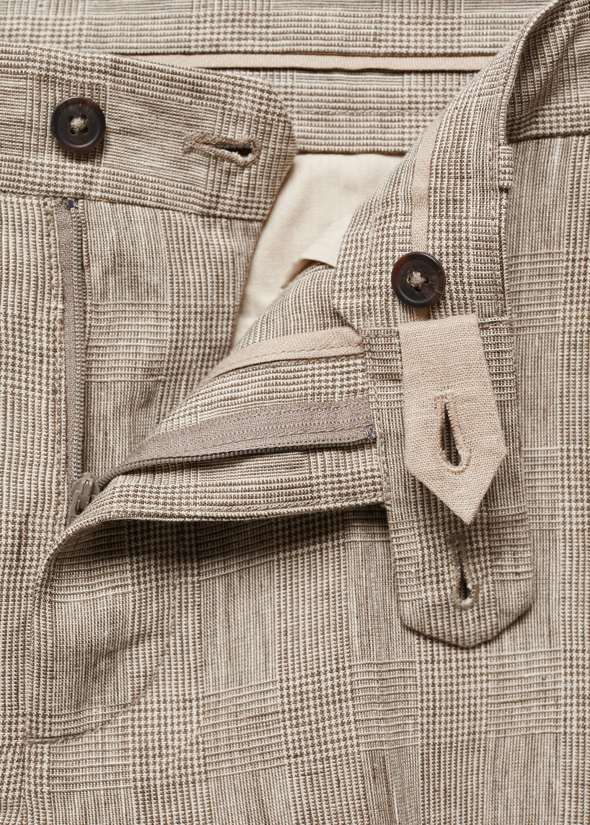 100% linen Prince of Wales check pants - Details of the article 8