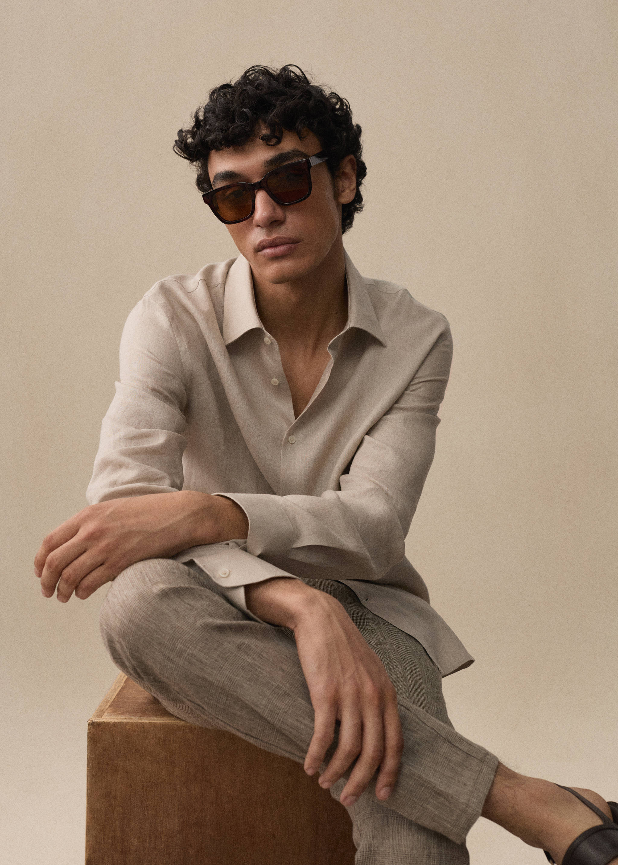 100% linen Prince of Wales check pants - Details of the article 5