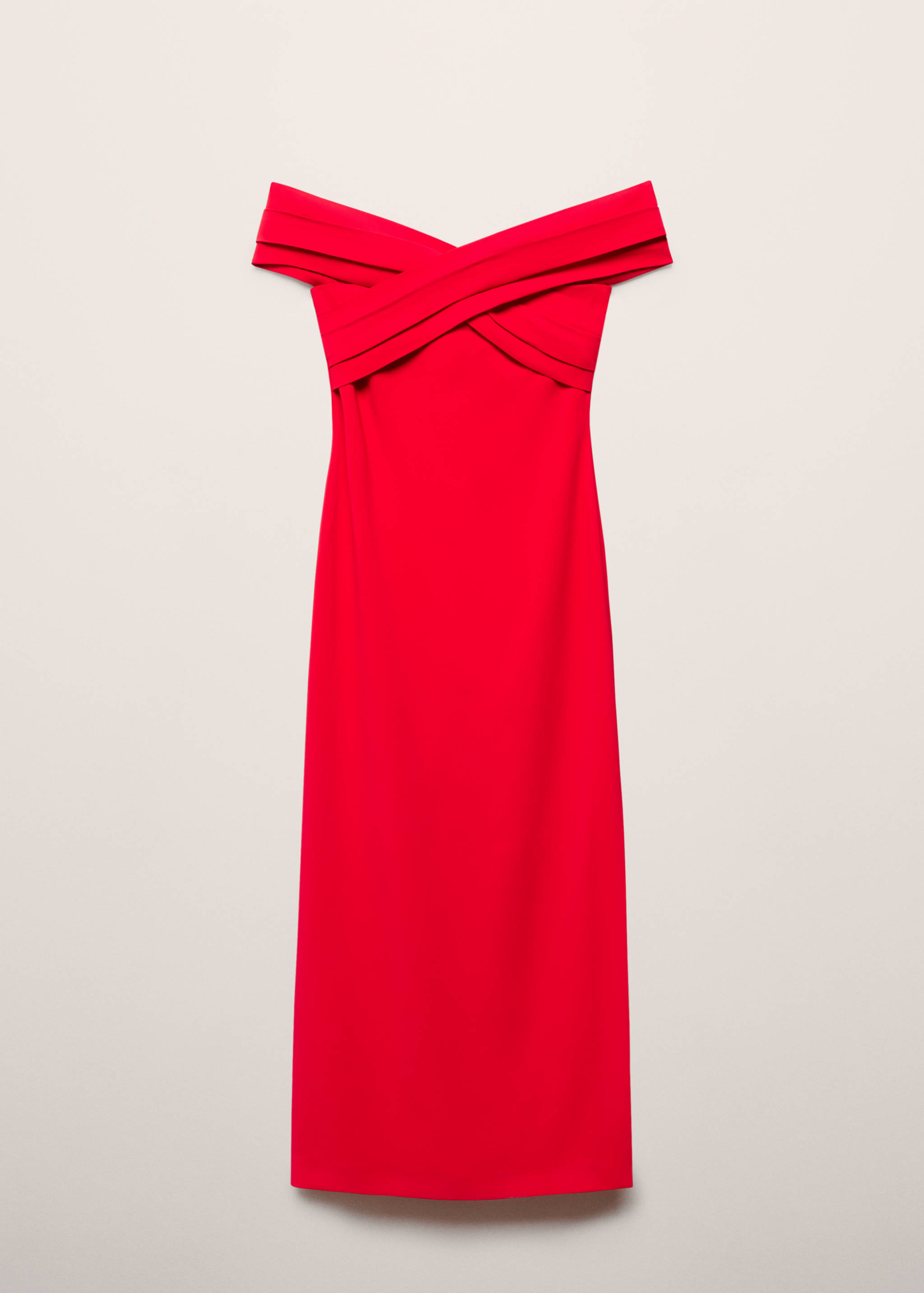 Off-the-shoulder dress with crossed neckline - Article without model
