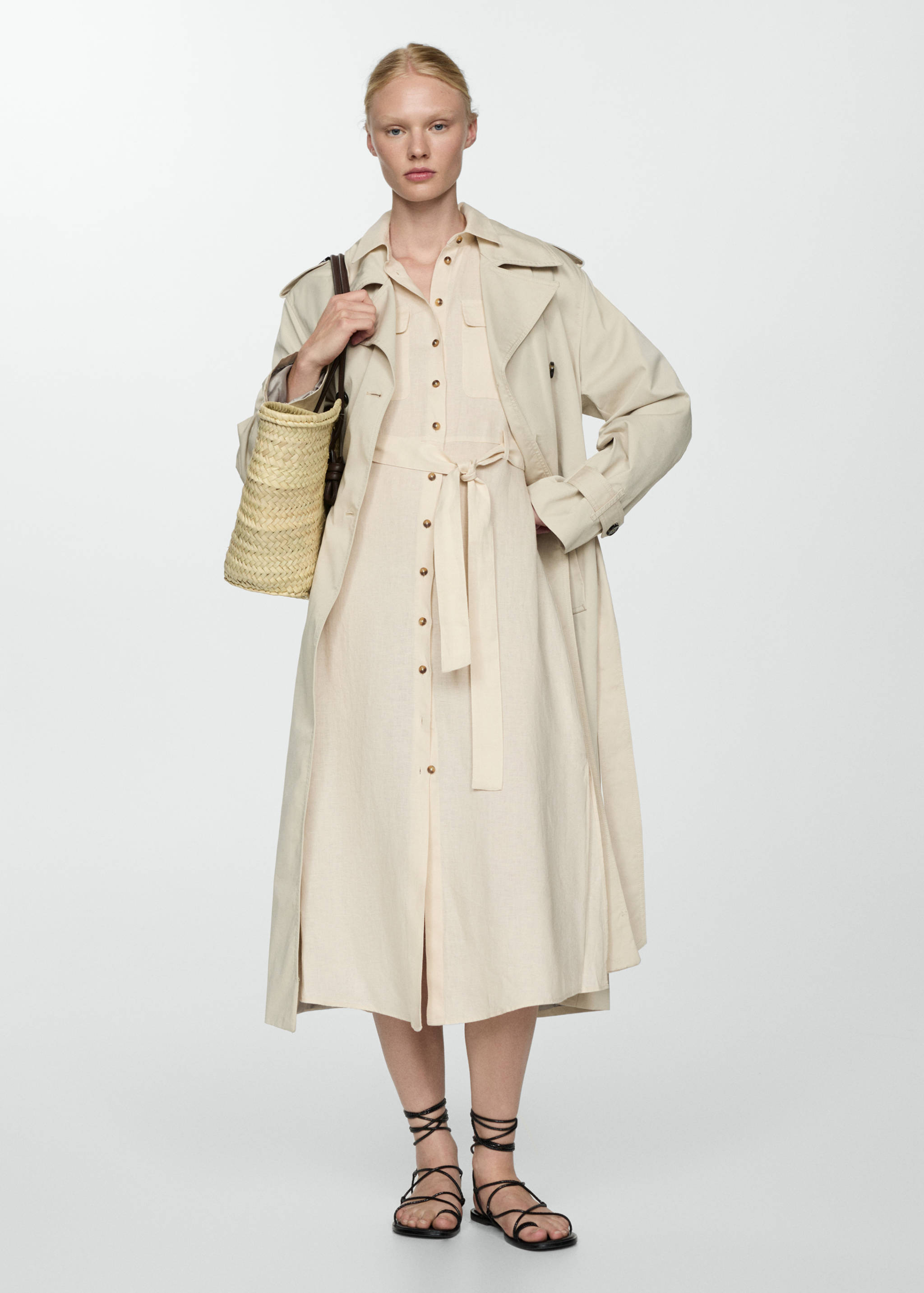 Hemdblusenkleid aus 100 % Leinen - Allgemeine Ansicht