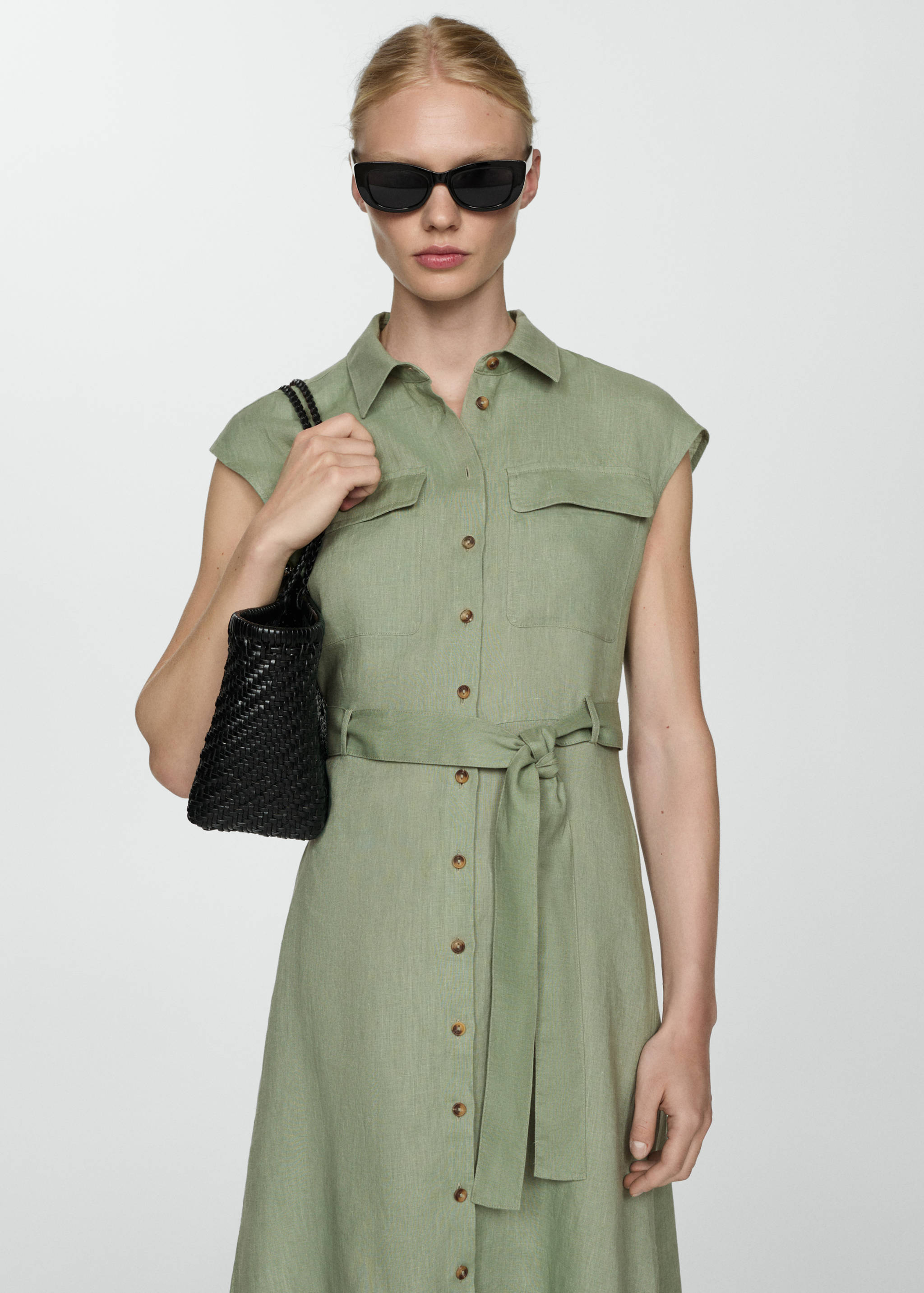 Hemdblusenkleid aus 100 % Leinen - Mittlere Ansicht