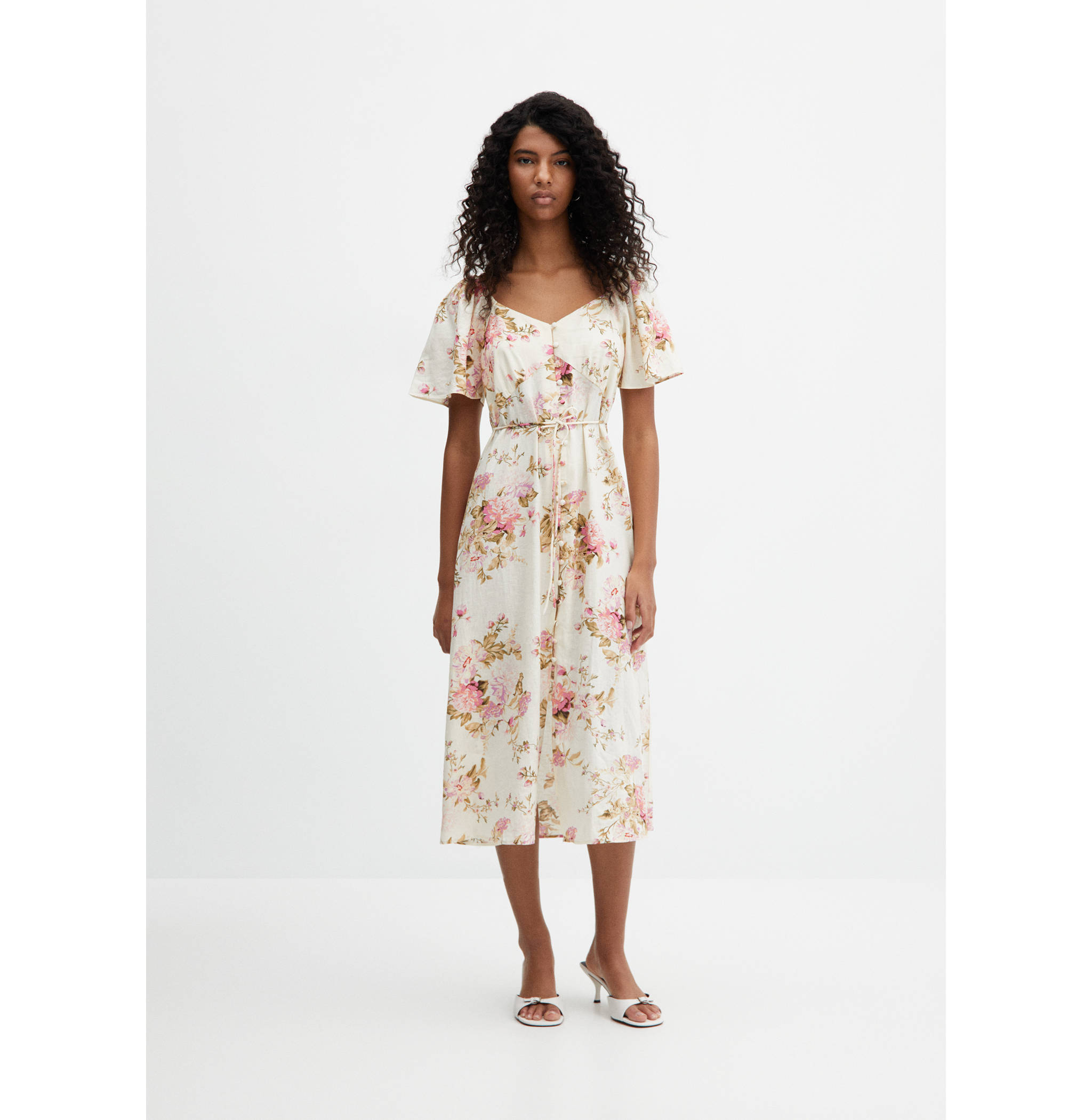 Leinenkleid mit Knöpfen - Allgemeine Ansicht