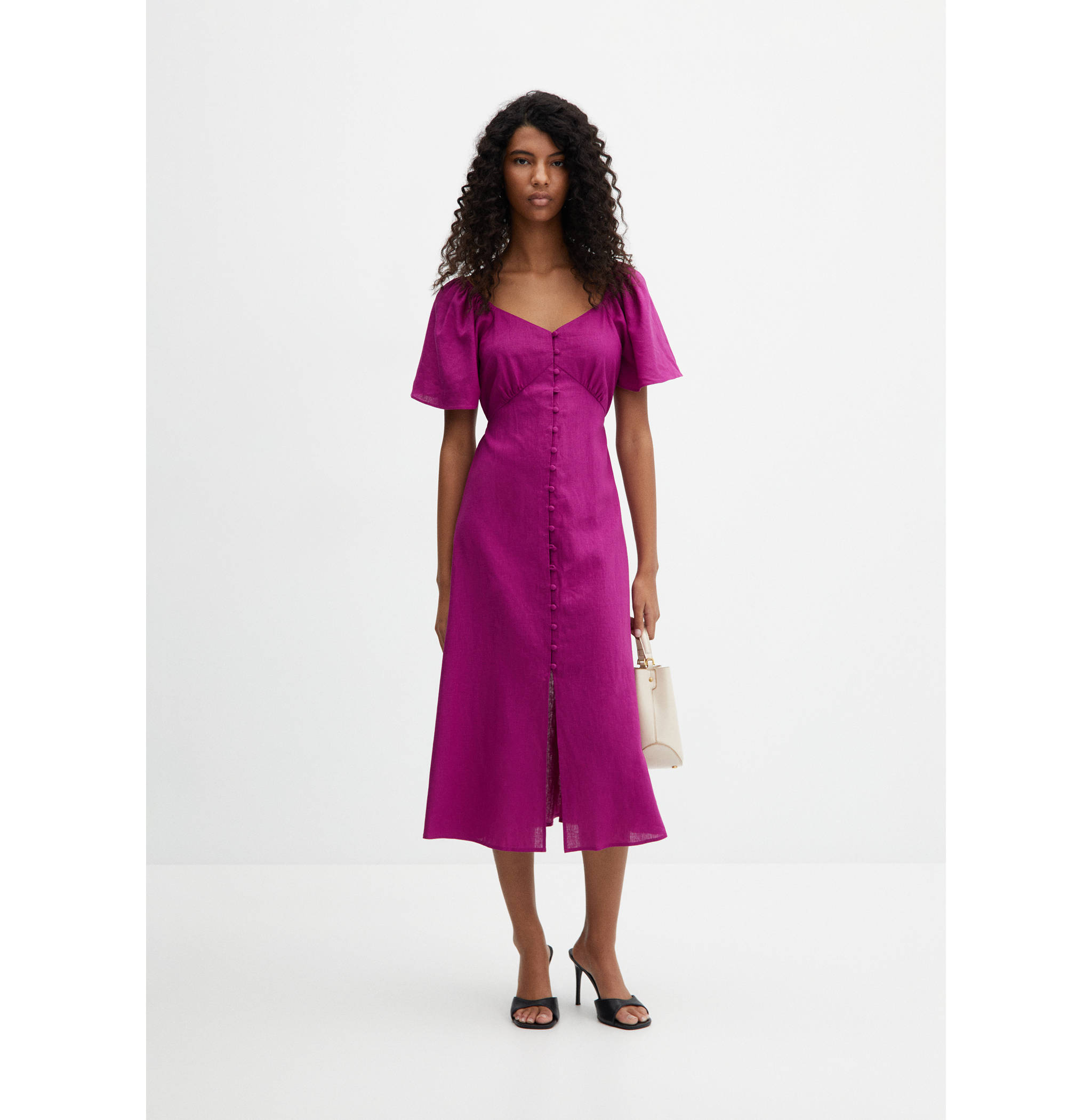 Leinenkleid mit Knöpfen - Allgemeine Ansicht