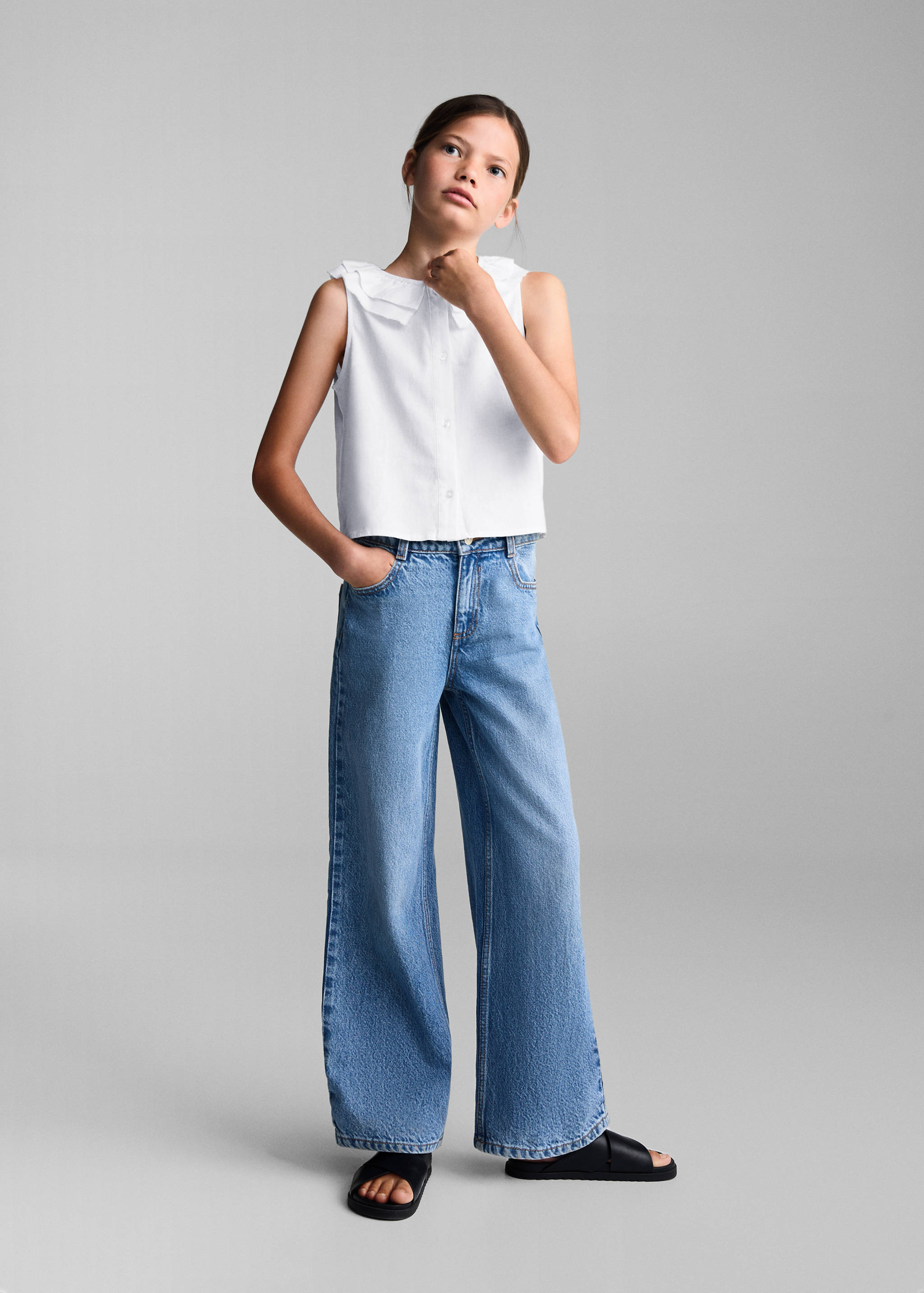 Lněná blůza s knoflíky - Celkový náhled