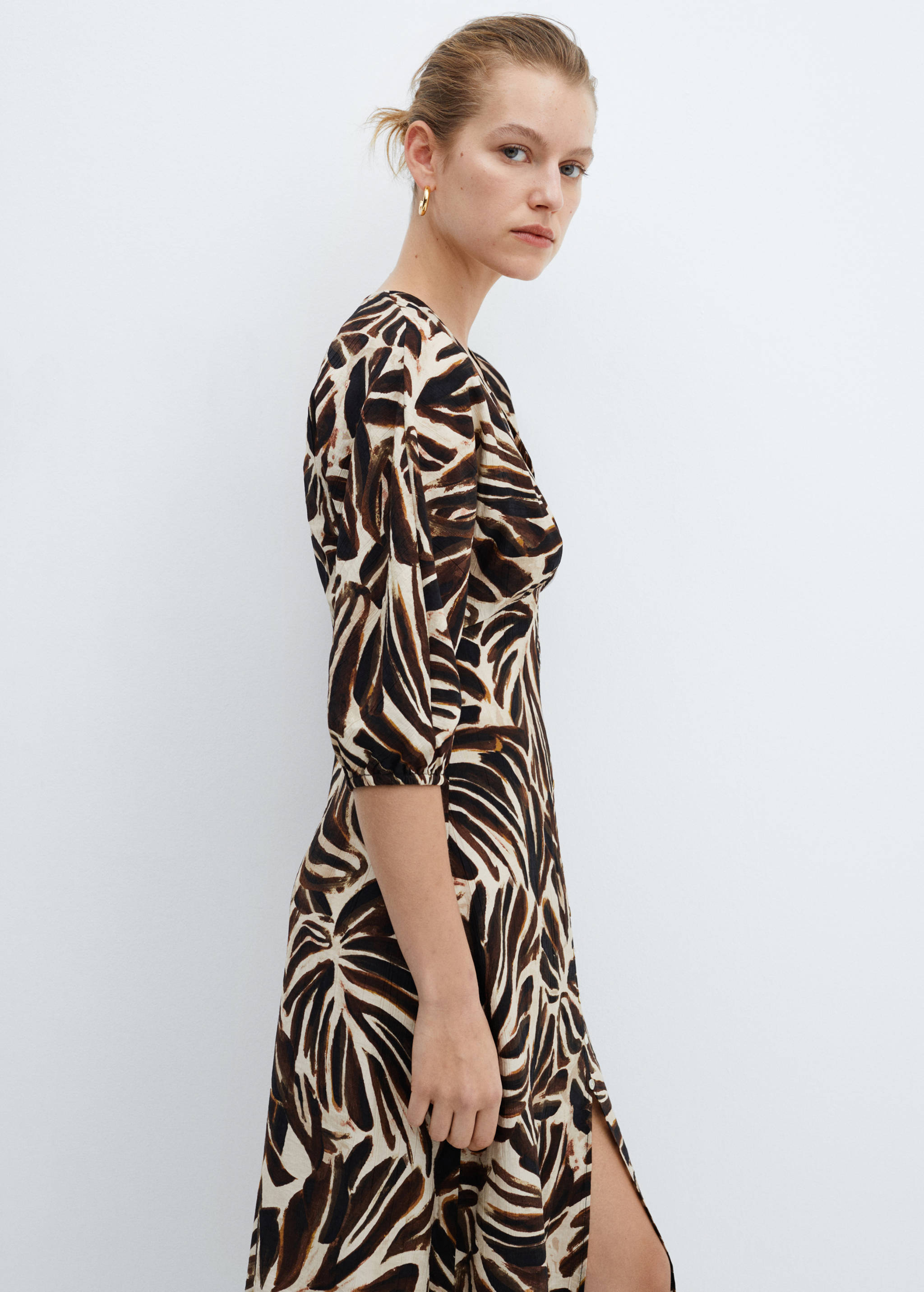 Robe imprimée col V - Plan moyen